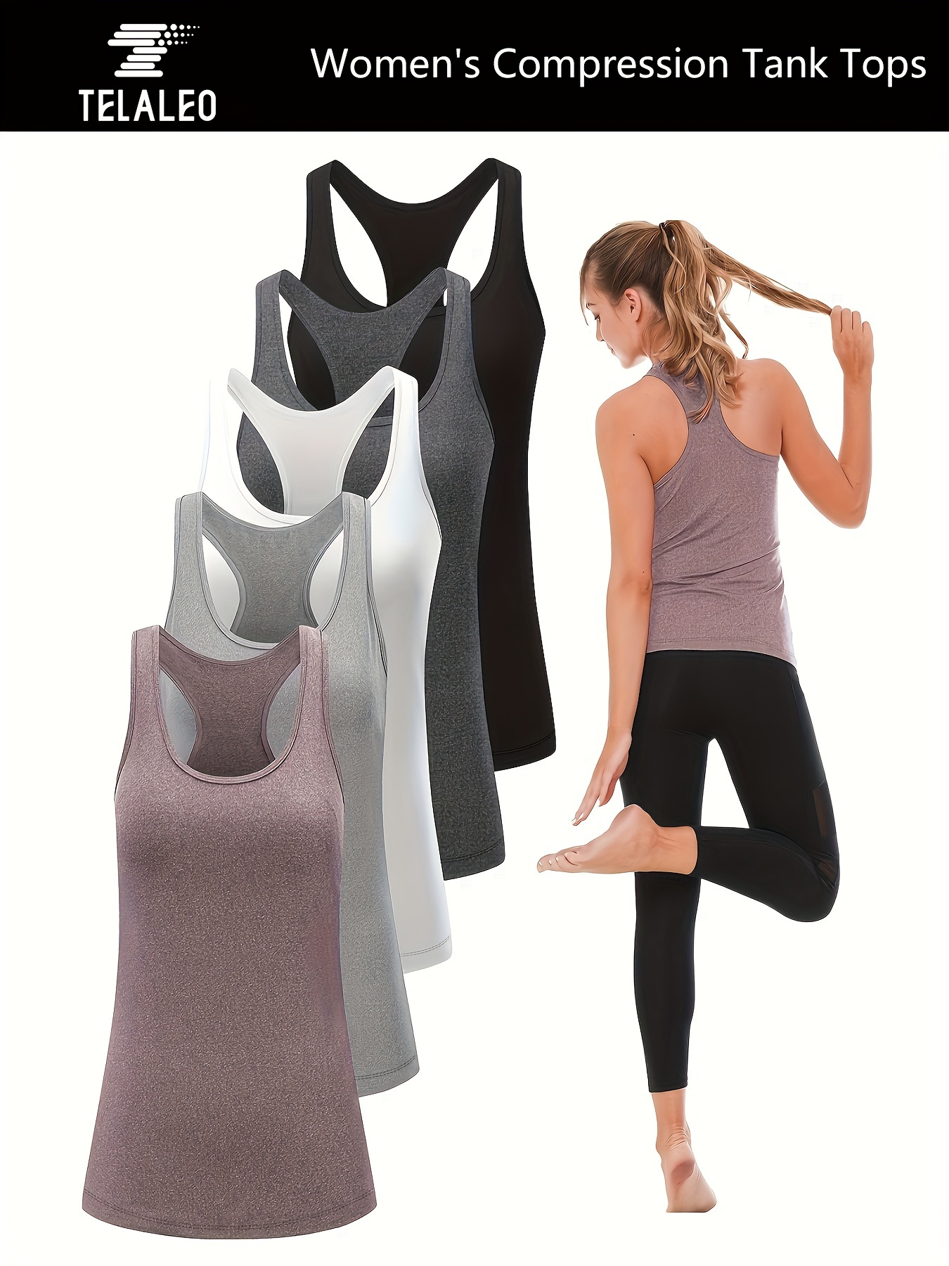 Women's Compression Tank Top 3 Pack Sleeveless Base Layer Top Casual  Athleisure Spandex Breathable Quick Dry Lightweight Fitness Gym Workout  Running S