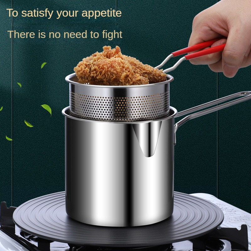 1pc Deep Fryer Pot, Stainless Steel Frying Pot With Basket 118.35oz, Stock  Pot With Lid, 2 In 1 Fry Pot For French Fries, Chicken, Cooking Vegetables