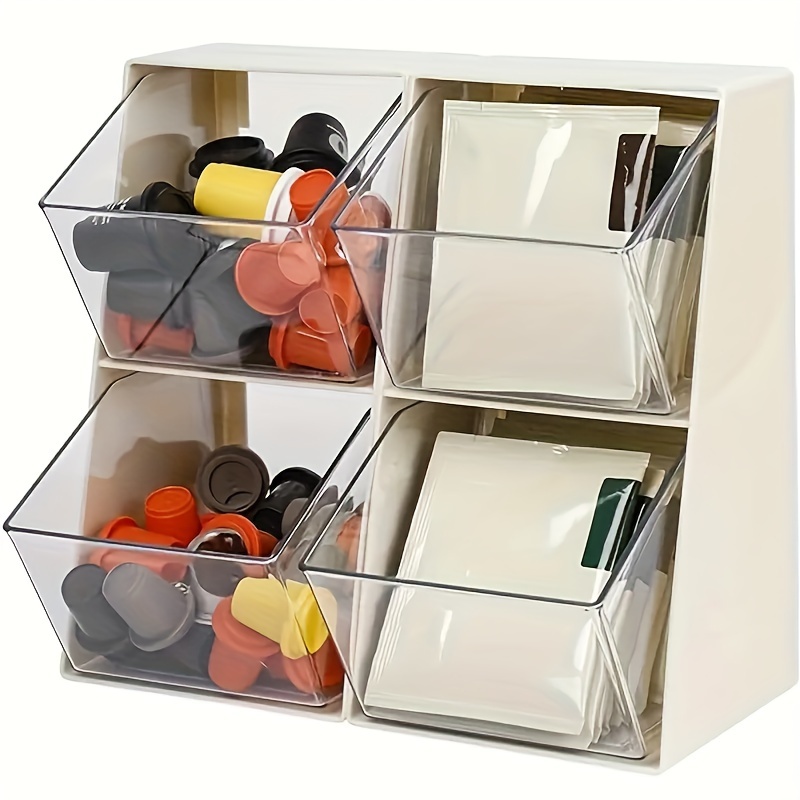 Utopia Home Organizador de bolsitas de té, almacenamiento apilable con tapa  para bolsas de té, almacenamiento multifuncional transparente para cocina