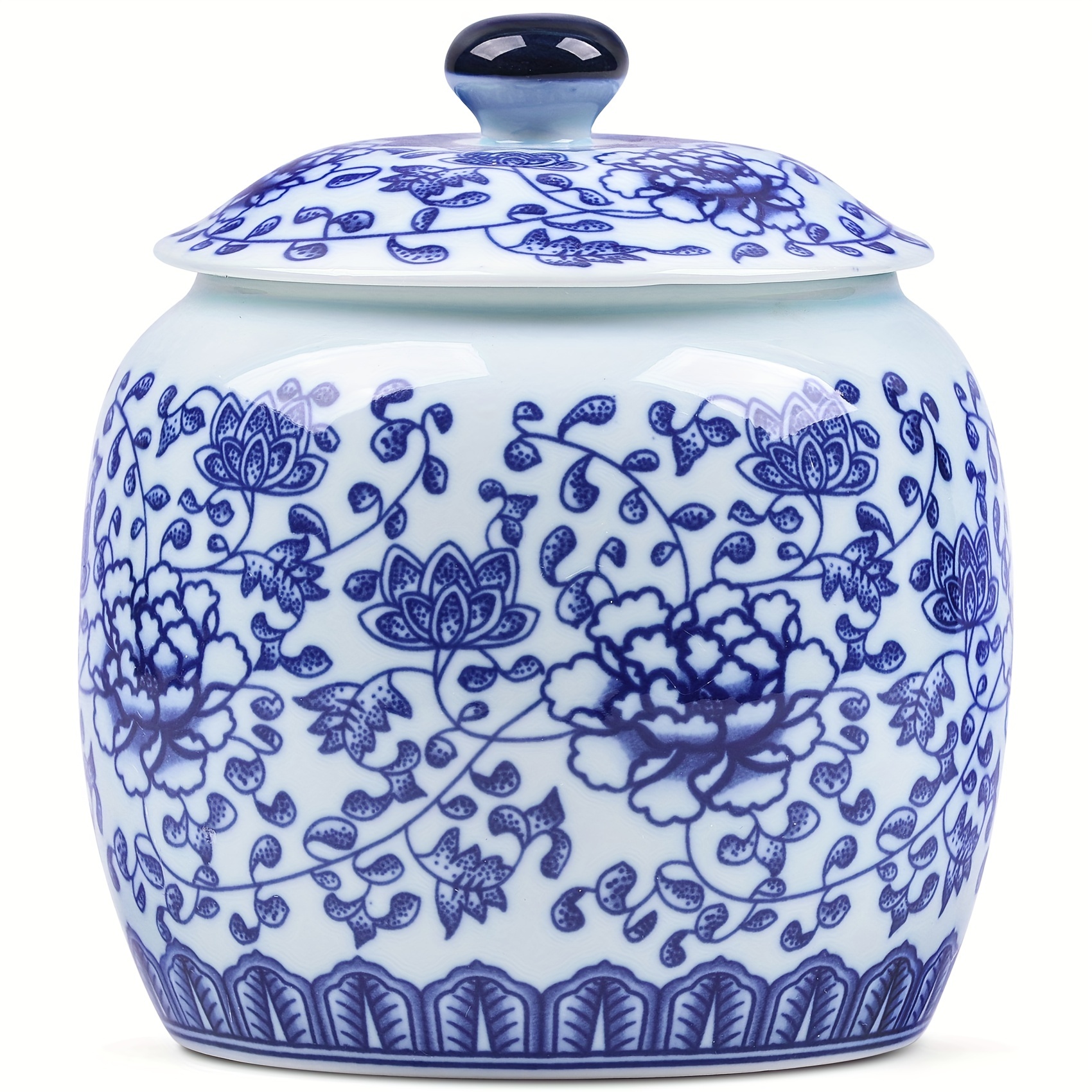 Olla de té de porcelana azul y blanca de 22 onzas,Tetera de cerámica para  té de Kungfu,Pote de café de cerámica de flores azules