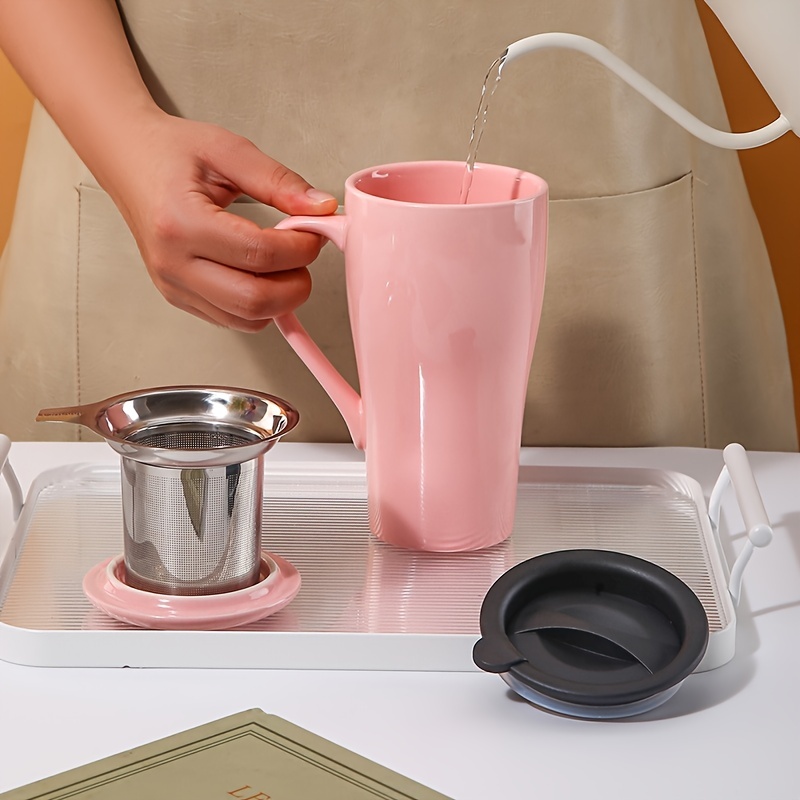 Pinky Up Delia Good Morning Gorgeous Ceramic Tea Mug and Infuser, Loose  Leaf Tea Accessories, Travel Tea Cup, 18 oz Capacity