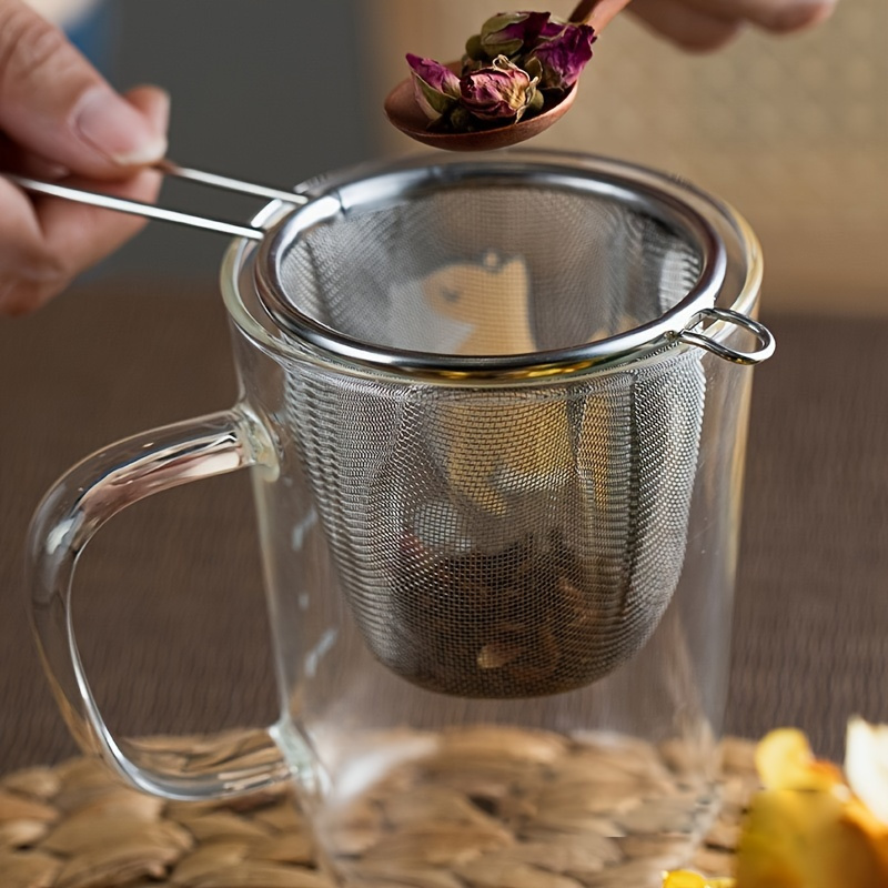 1 boule à thé à long manche push-pull, infuseur à thé en acier inoxydable,  pour thé en feuilles, filtre à thé et passoire de qualité supérieure avec