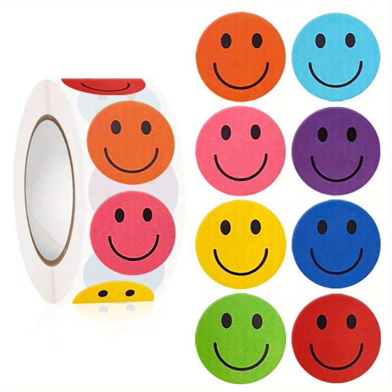 Autocollant Smiley Face 100Pcs / 500 Pcs / 100Pcs / rouleau pour les  enfants Autocollant de récompense Étiquettes de points jaunes Autocollant  de visage de sourire heureux Jouets pour enfants : : Cuisine et  Maison