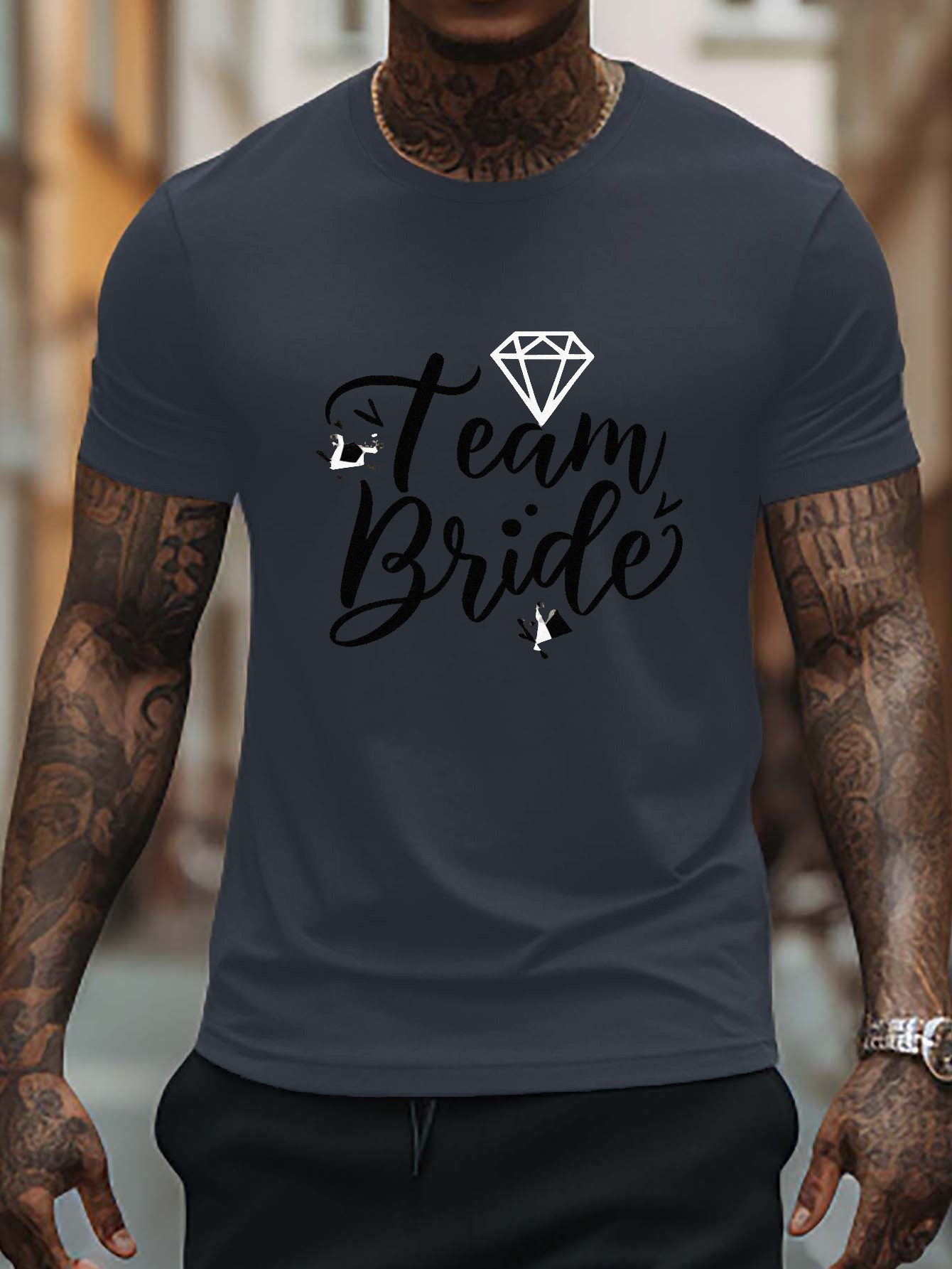 Team Bride Print T shirt Short Sleeve Crew Neck Casual Top - Temu