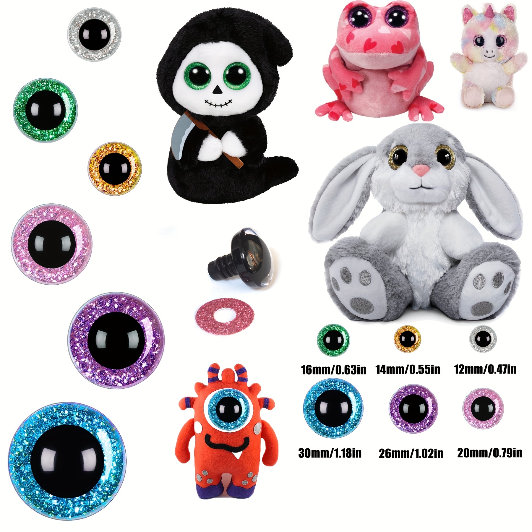 120 Pcs 20-24mm Large Safety Eyes Black Plastic Eyes for Big Stuffed  Crochet Animal Crafts Doll Making