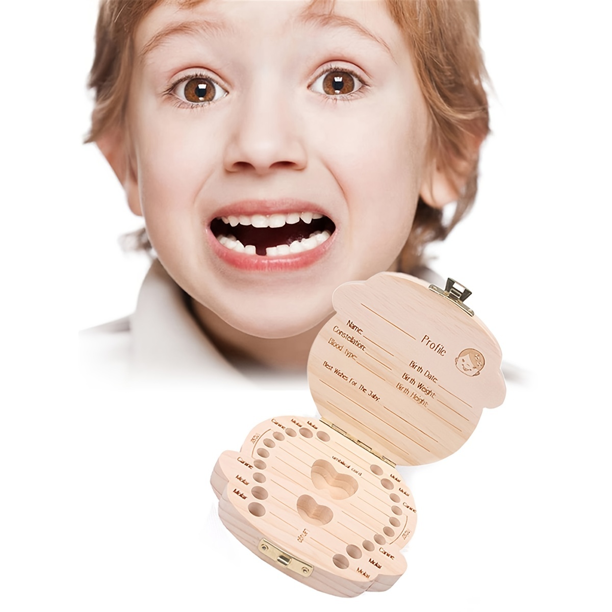 Caja de recuerdos de dientes de leche para niños Caja de ahorro de dientes  para niños Soporte de almacenamiento de dientes de bebé Organizador de  dientes de leche