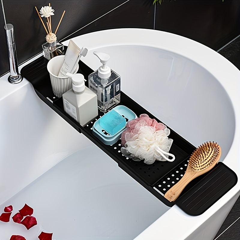 Bandeja de bañera para bañera, bandeja ajustable de bambú, cepillo para el  cuerpo, adecuada para spa de lujo o lectura, bandeja de ducha, organizador