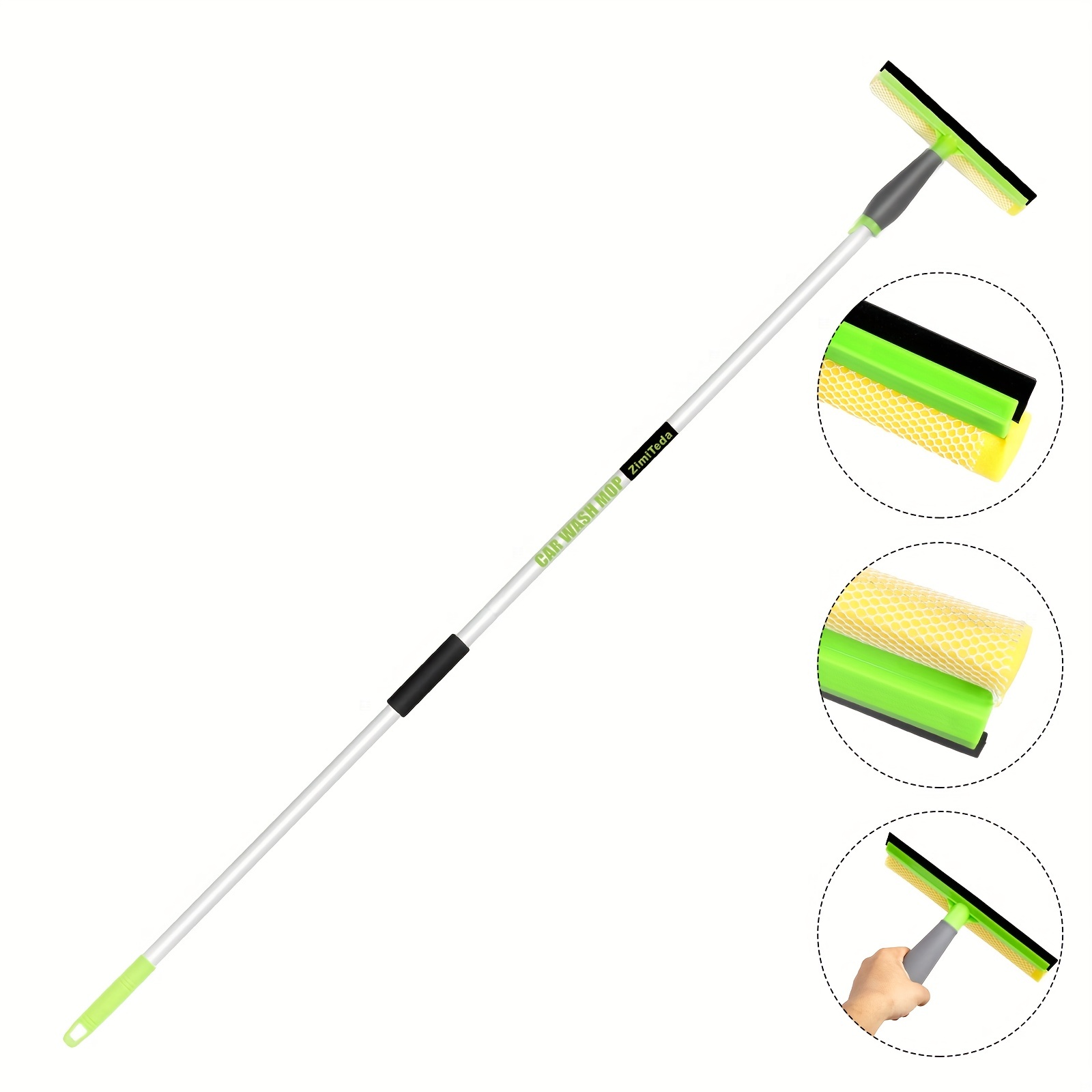 53 Inch Window Cleaner Squeegee 2-in-1 Squeegee and Scrubber with  Extendable 3 Section Poles 180-Degree Rotatable Window - AliExpress