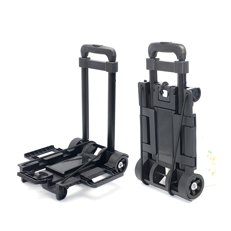 1pc Folding 2 Rounds Of Iron Shopping Cart Telescopic Trolleys