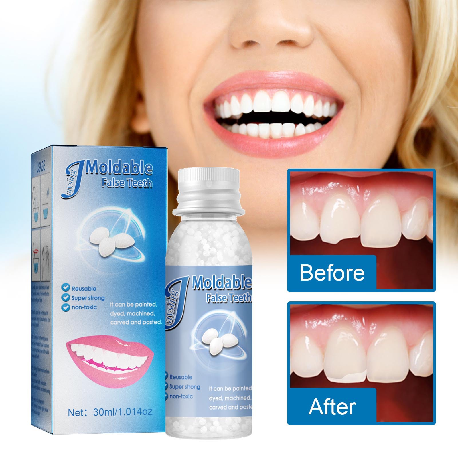 2PCS Tooth Repair Beads Granules,Temporary Moldable Dental Pellets, False  Teeth