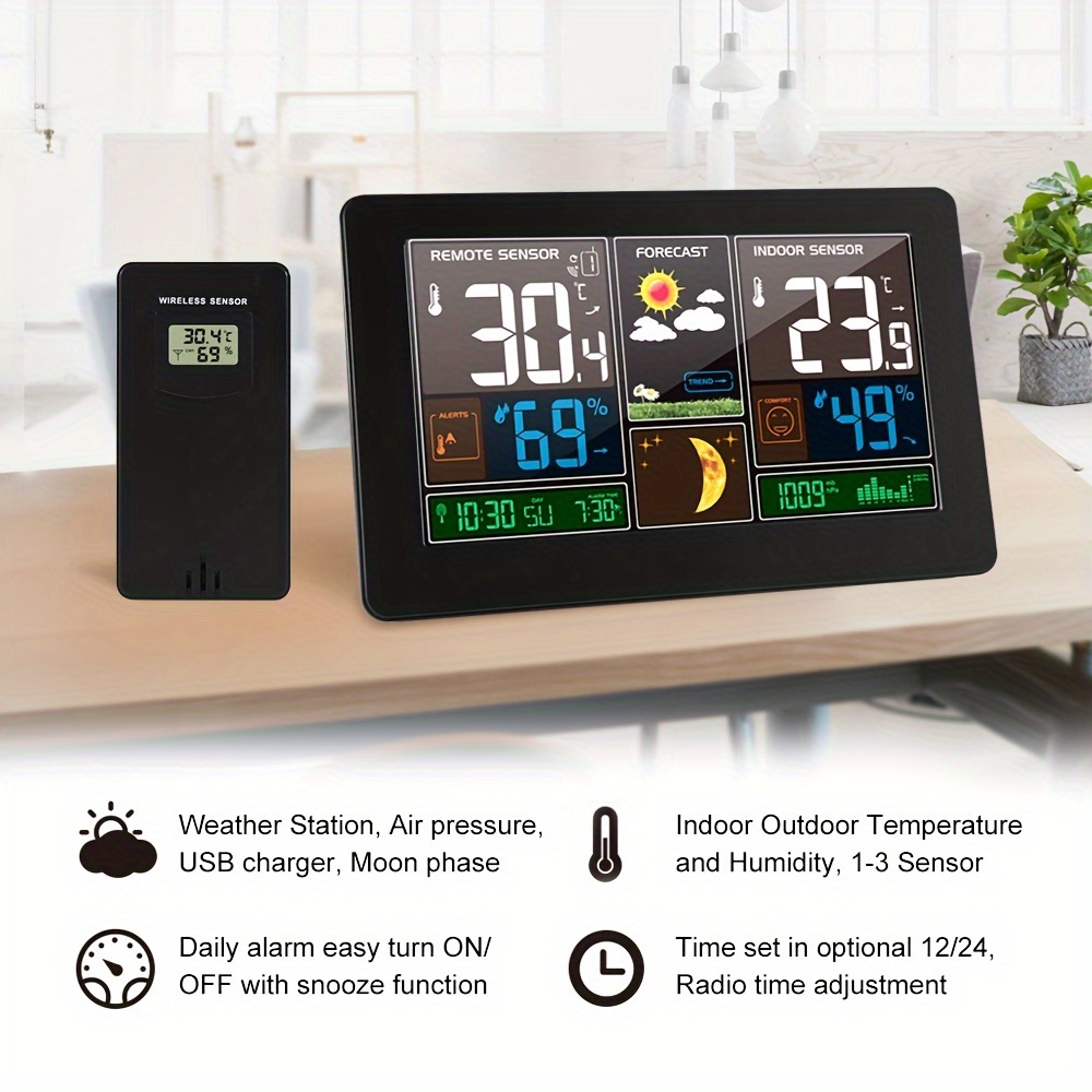 Digital Clock Weather Station, Thermometer Hygrometer, Tabletop Barometer,  Barometer, Indoor Outdoor Thermometer Wireless, Home Wireless Weather  Stations, Suitable For Bedroom, Living Room - Temu