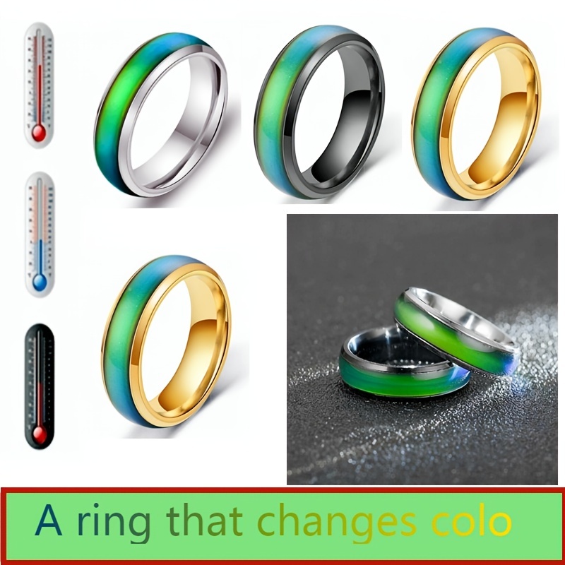 Unisex Stainless Steel Ring Wide 8mm Gradual Color Changing Mood