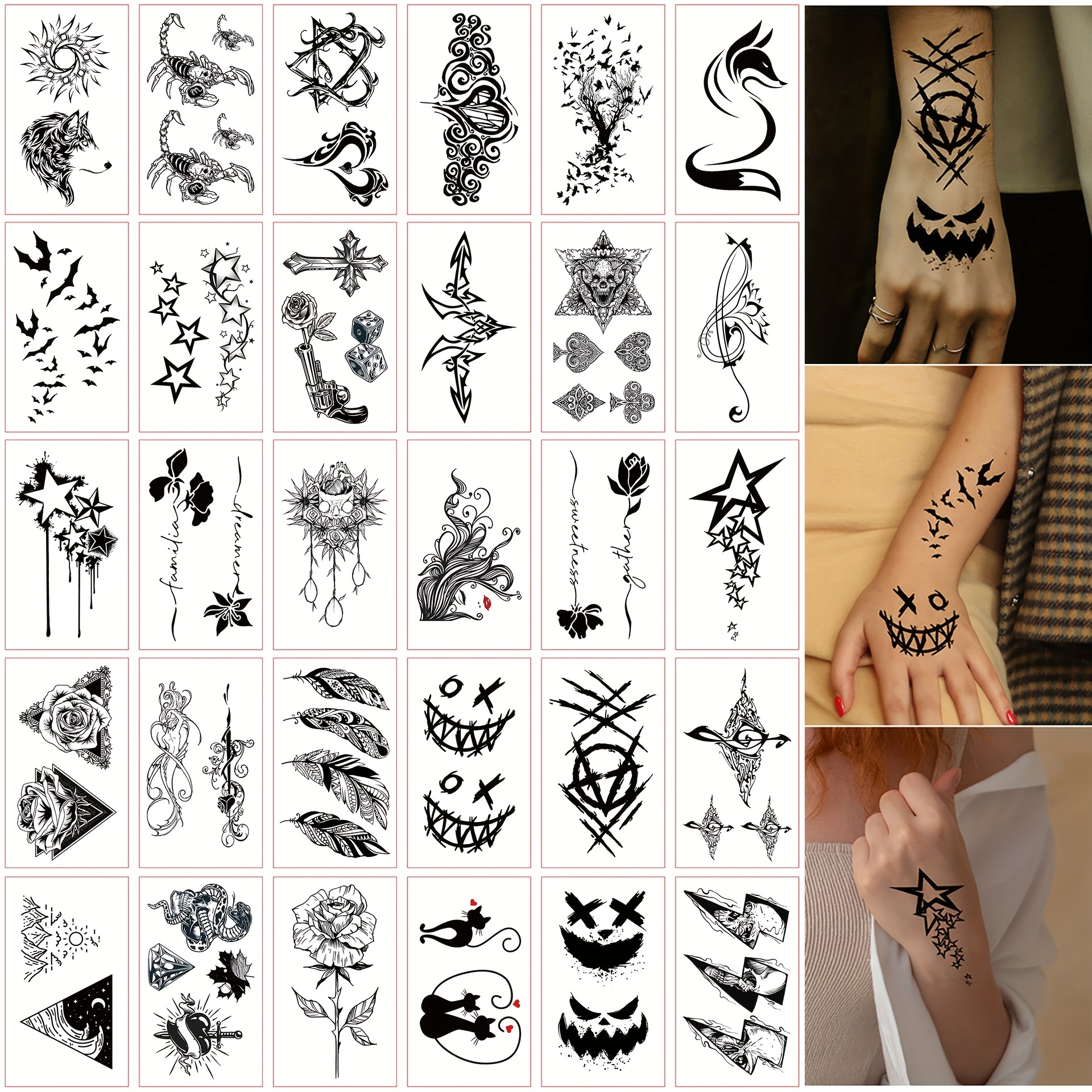 Small Creative Black Temporary Tattoos Stickers For Women - Temu