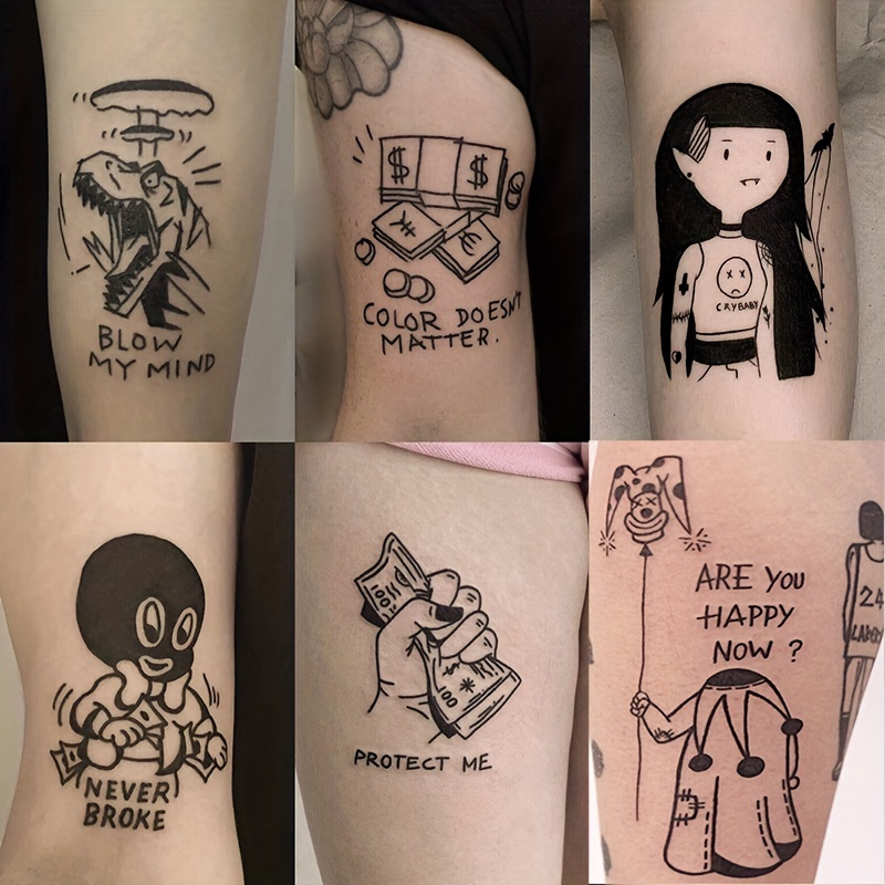 Anime Herbal Juice Temporary Tattoos Cartoon Transfer Tattoo Body Art  Waterproof Lasting Fake Tatoo Sticker for Woman Men