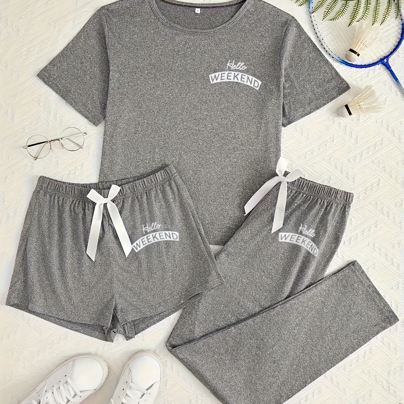 

3pcs 's Set, Letter , Knit , , For Adults