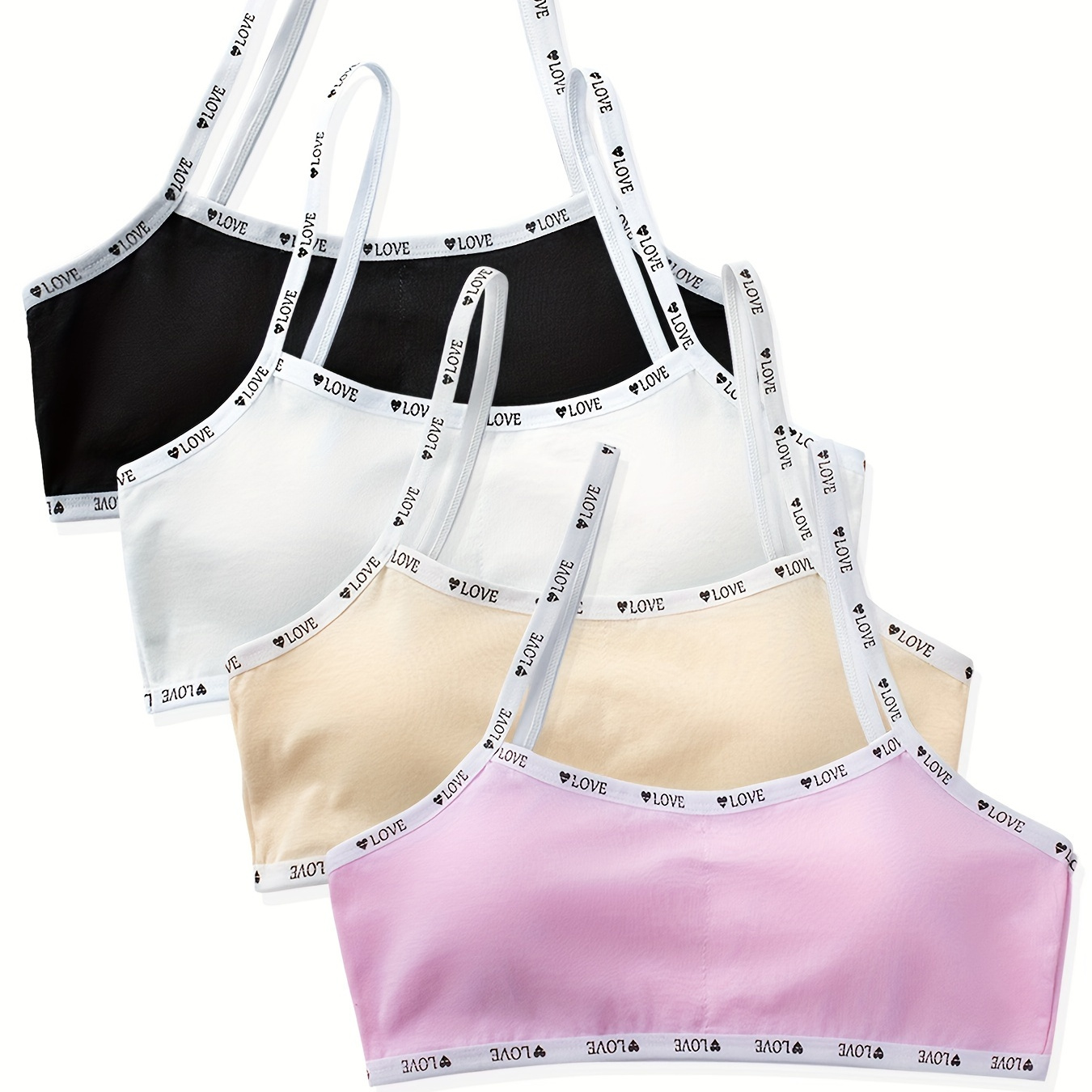 Girls Camisole Bras Ribbed Breathable Bow Shape Multiple - Temu