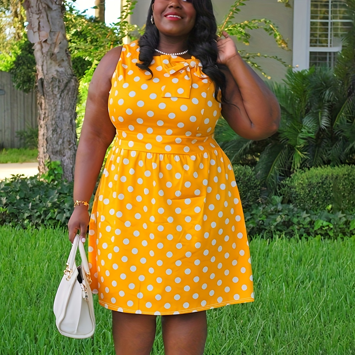 Plus size yellow 2025 and white dress