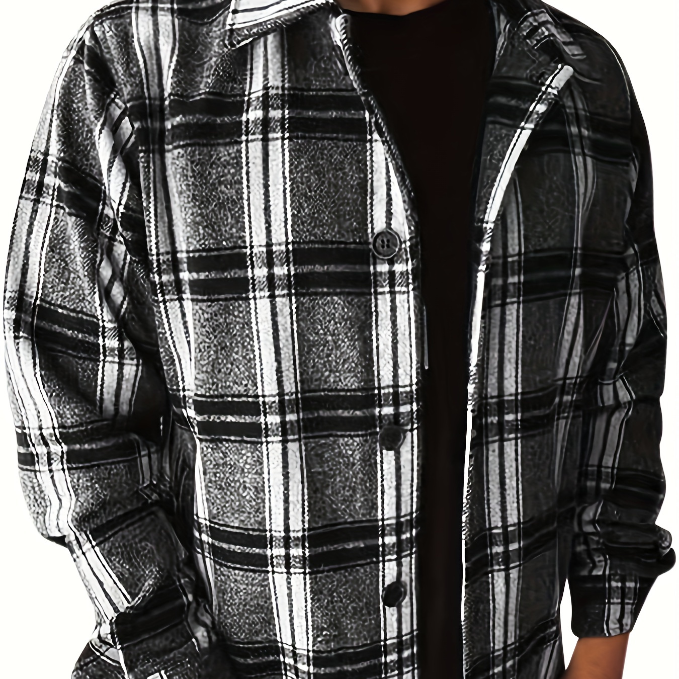 

Plus Size Men's Plaid Shirt For Spring/autumn, Casual Fashion Shirt Tops For Males, Men's Clothing