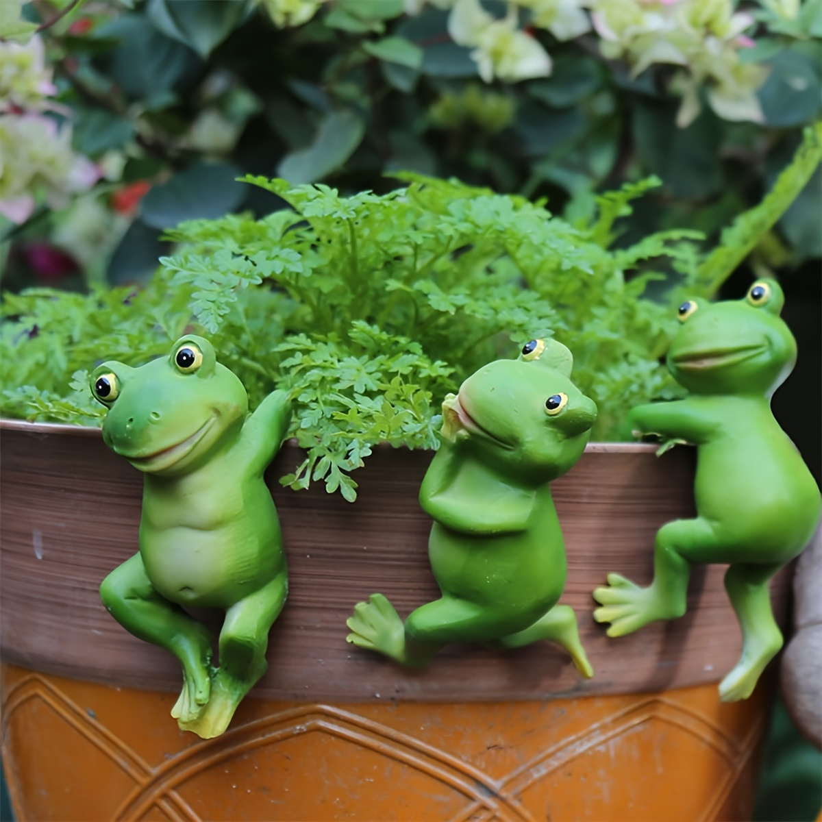 

3pcs/set Cute Frog Figurines: Add Fun & Whimsy To Your Patio, Lawn, Or House With These Hanging Animal Statues!