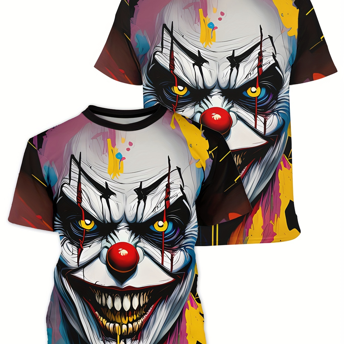 

T-shirt Imprimé Joker Pour Hommes, Tee-shirt Décontracté À Manches Courtes Et Col Rond, Vêtements Pour Hommes Pour L'extérieur