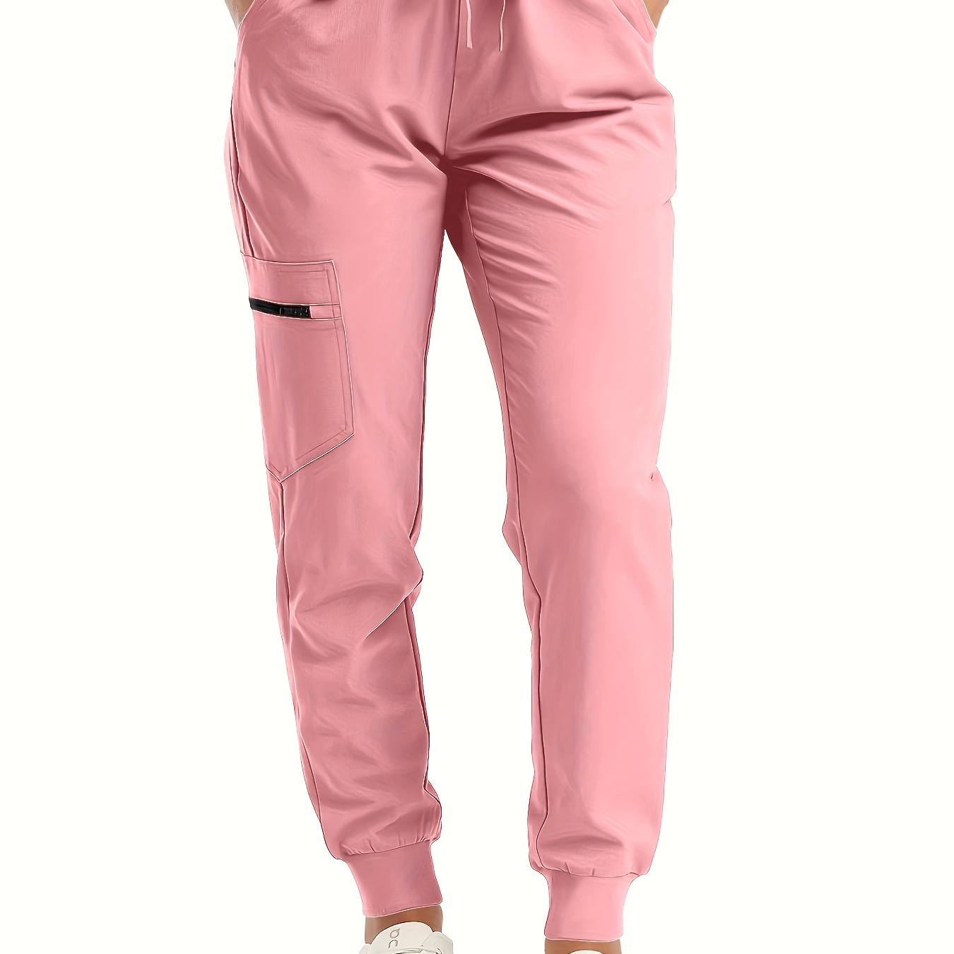 

Women' Color Casual Joggers With Pockets And Drawstring, 95% Polyester 5% Spandex, Knit Fabric, Long Length, Straight Leg, All , Weekend Casual Wear