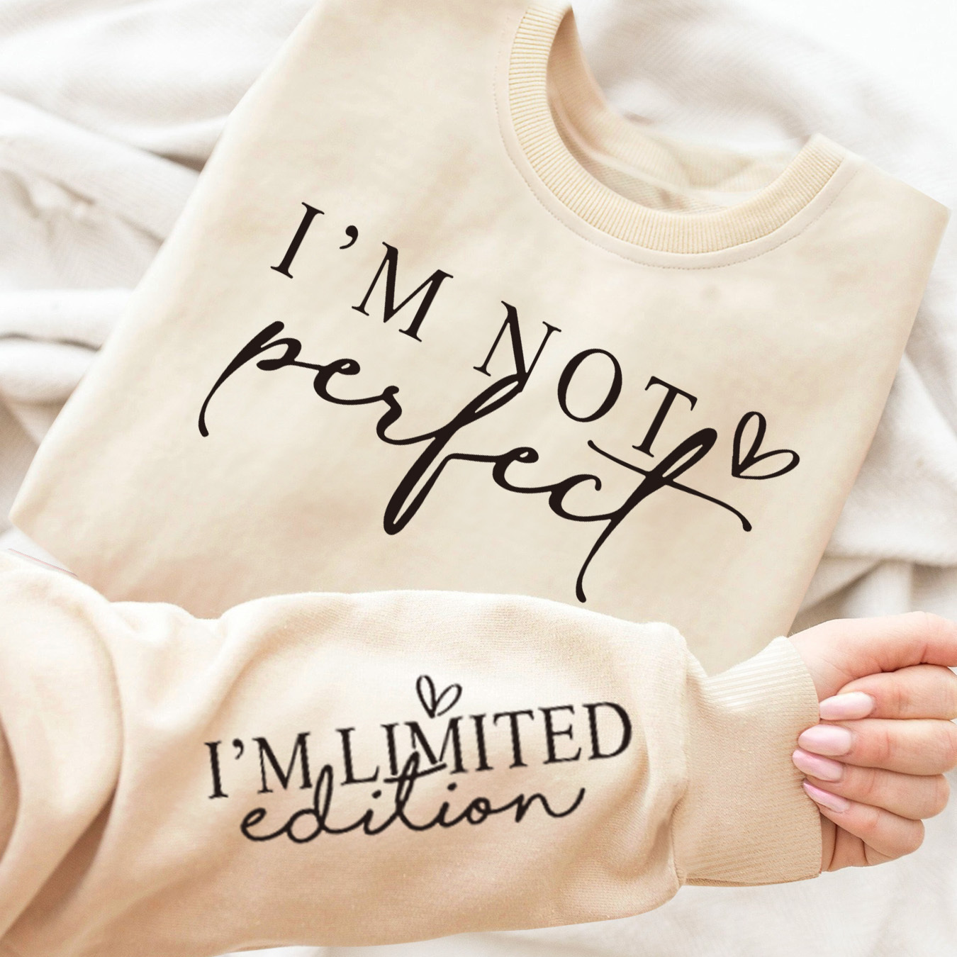 

I'm Not Perfect Letter Print Sweatshirt, Crew Neck Casual Sweatshirt For Fall & Spring, Women's Clothing