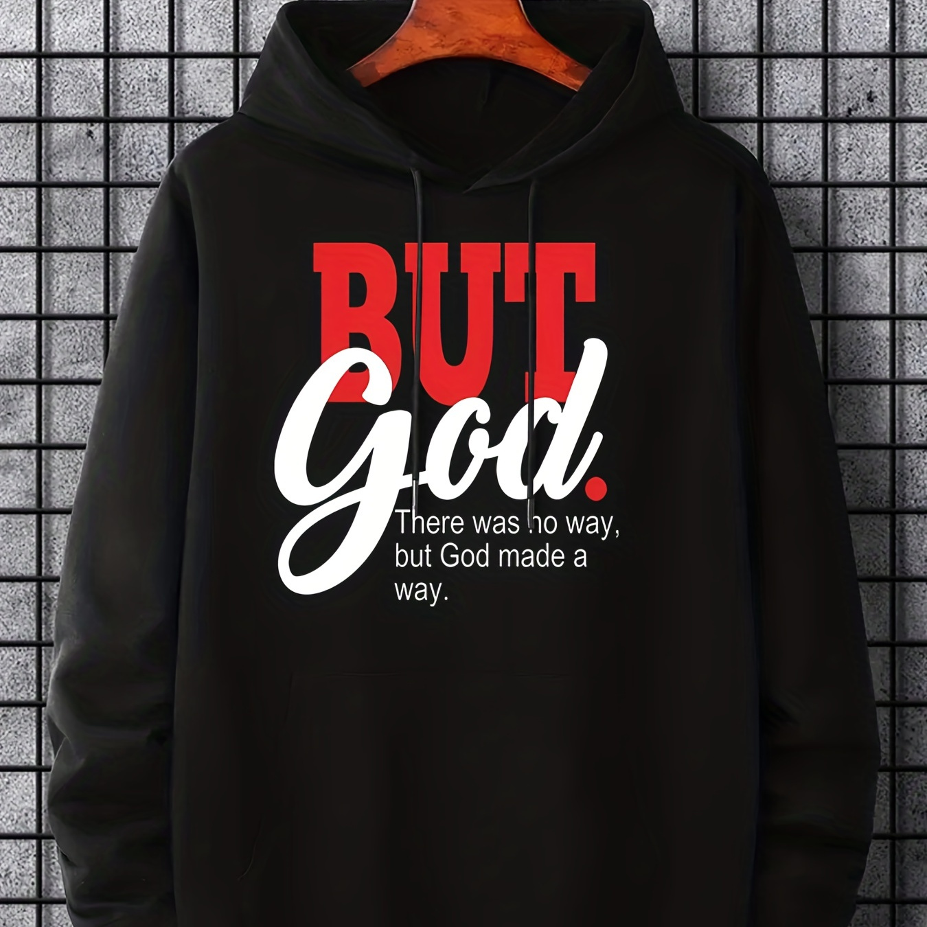 

Hoodies For Men, 'god Made A Way' Graphic Print Hoodie, Men’s Casual Pullover Hooded Sweatshirt With Kangaroo Pocket For Spring Fall Winter, As Gifts