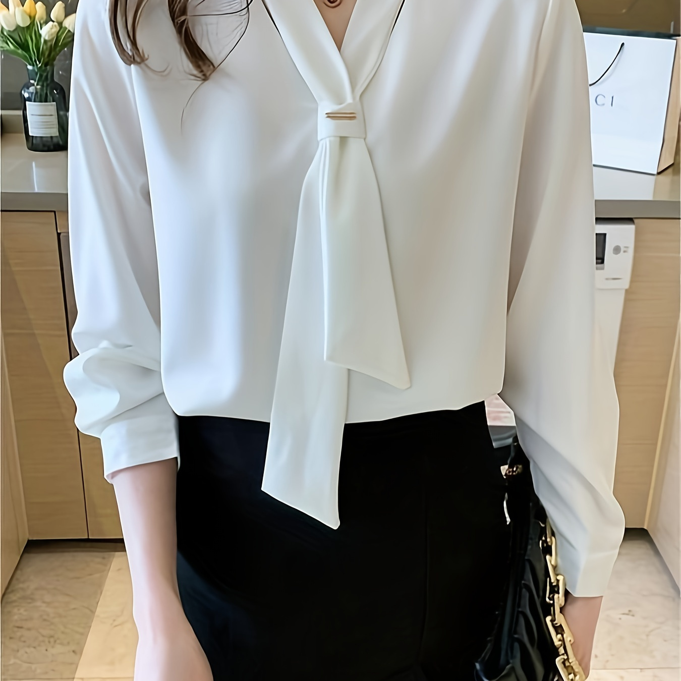

Women's Polyester V-, And , Long Sleeve, And ,