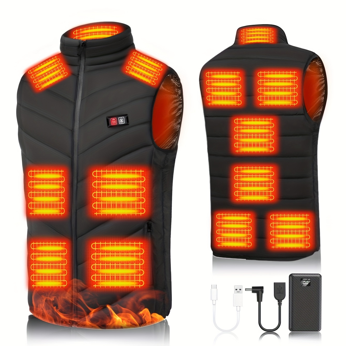 

Lightning 13 Zone Heating Jacket Vest, 30000mah Large Capacity Battery, - Temperature Control, Washable, Suitable For Mountaineering, Ice Fishing, Etc