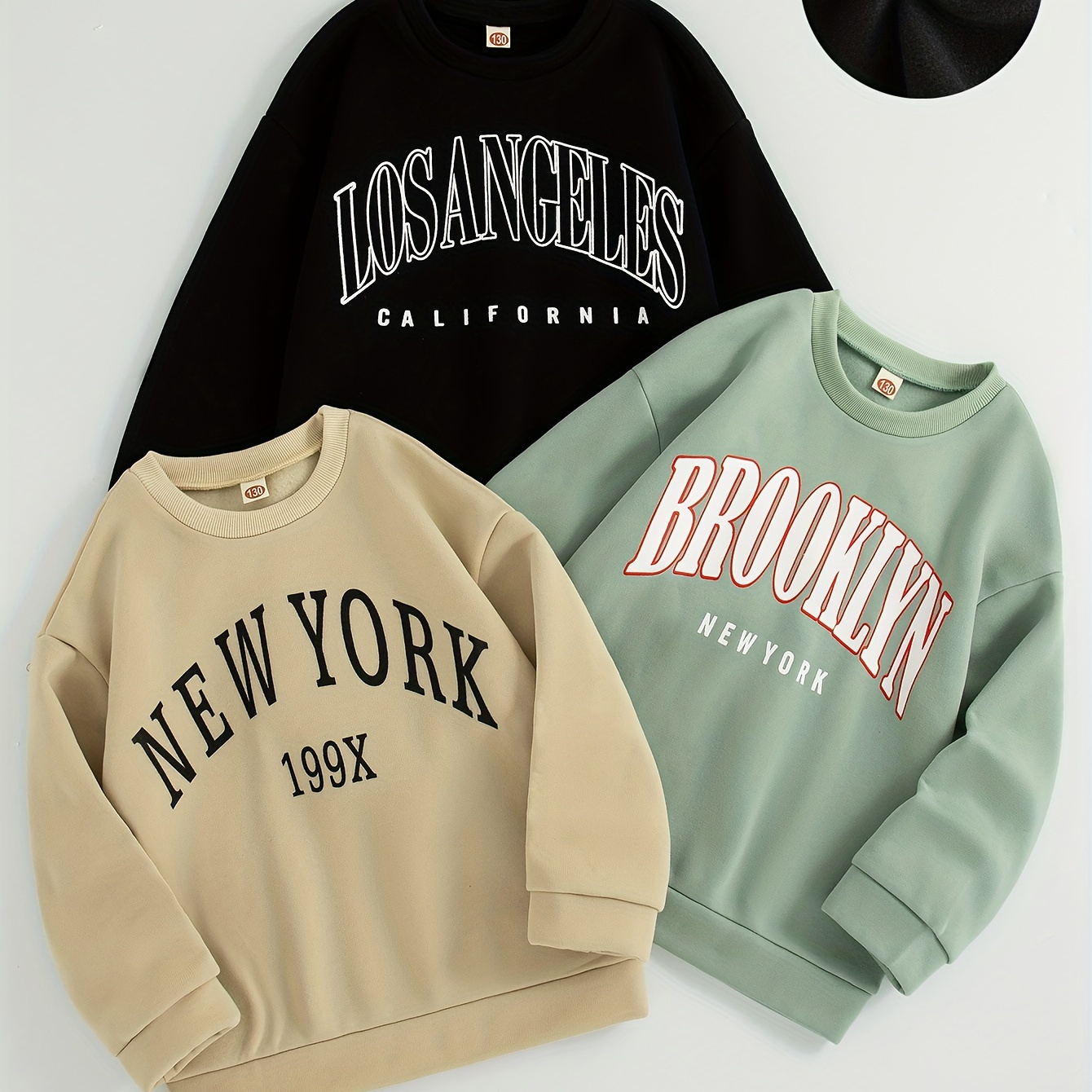 

Girls 3pcs/set Versatile & Casual Preppy Style New York/brooklyn/los Angeles Print Long Sleeve Sweatshirts For Spring & Fall