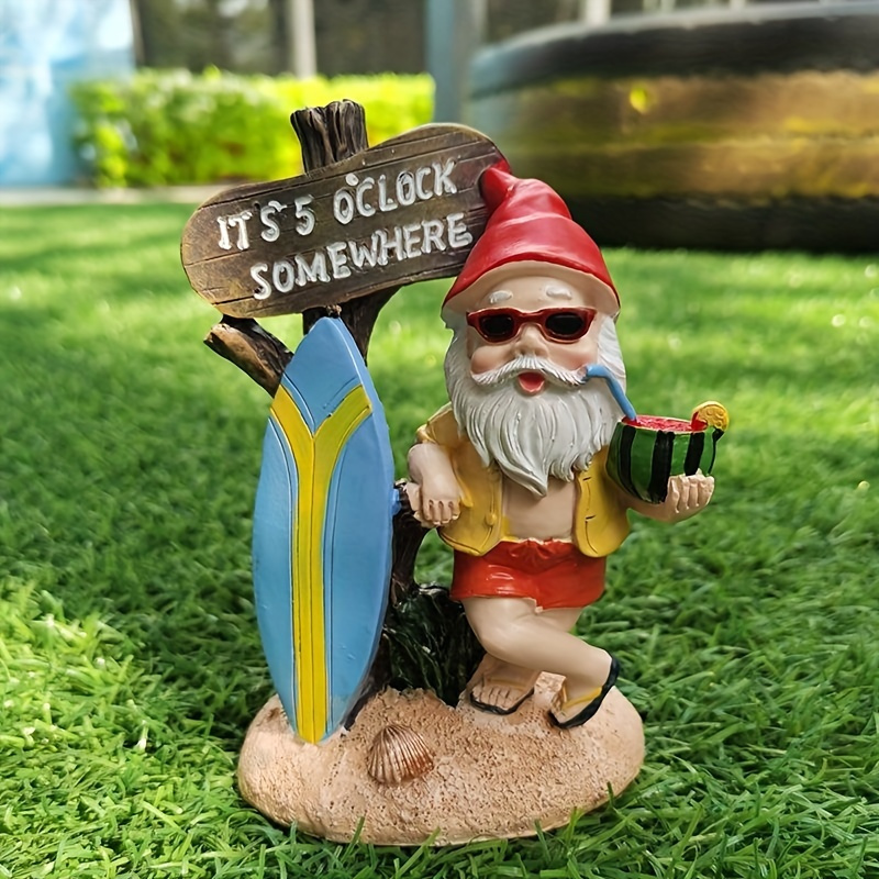

Add A Fun And Whimsical Touch To Your Garden With This Surfboard Gnome Statue!