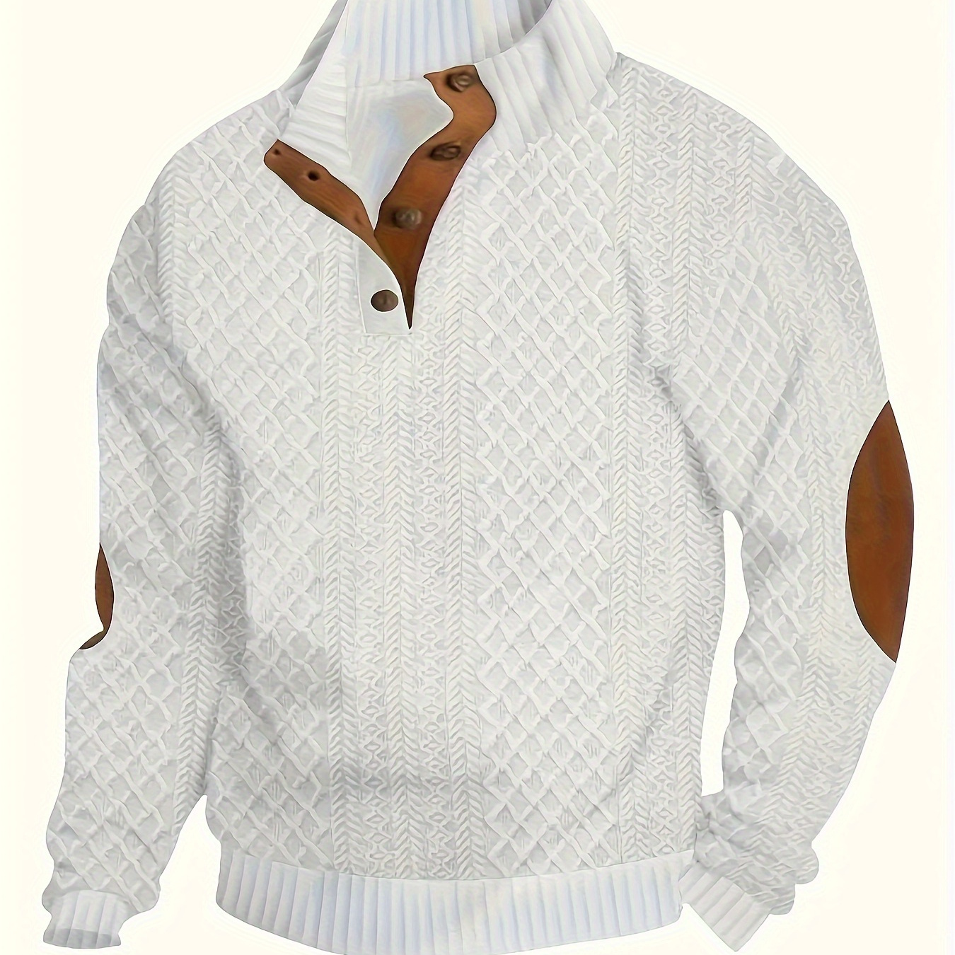 

2024 - Autumn And Winter Men's Casual Outdoor Long-sleeve Sweatshirt, Jacquard Knitted Machine-washable Casual Henley Shirt, Men' Sweatshirt.