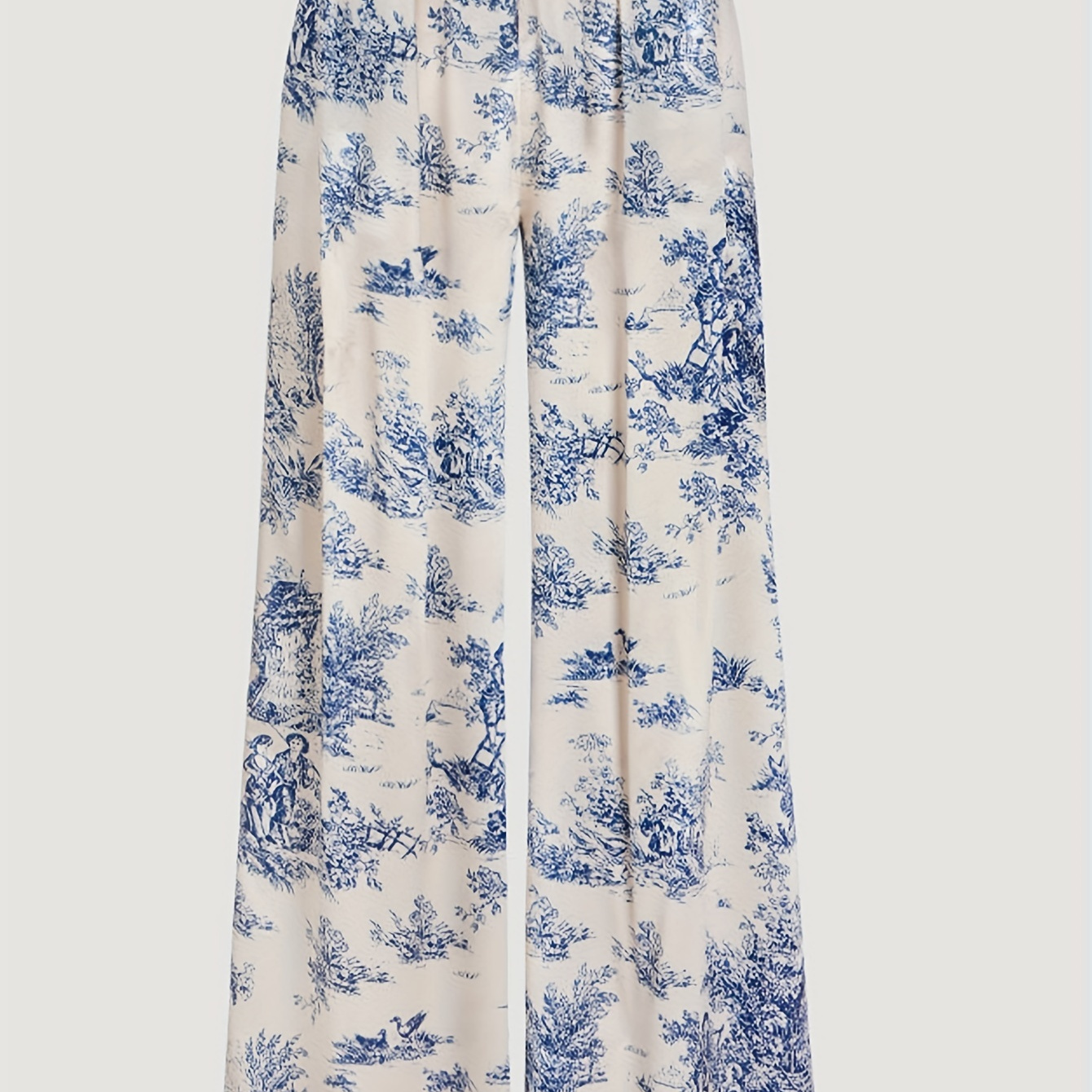 

Floral Print Wide Leg Pants, Elegant Loose Pants For Spring & Summer, Women's Clothing