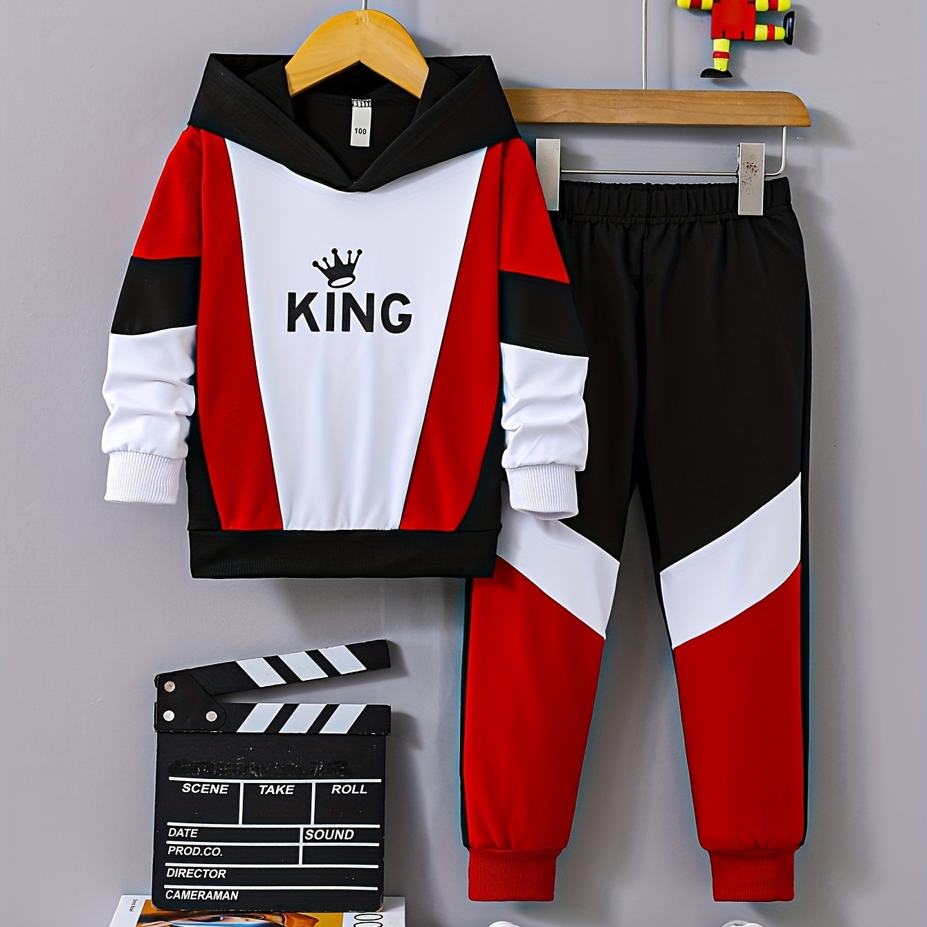 

2pcs Boys Long Sleeve Sweatshirt&sweatpants , Kids Fall Clothes For &