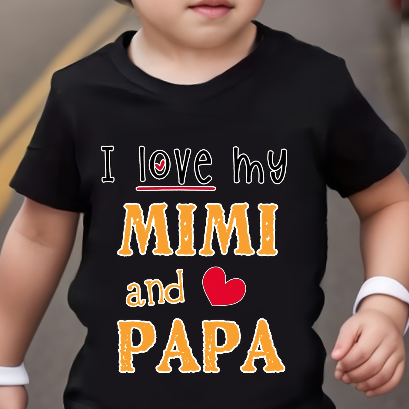 

I Love My Mimi Print Short Sleeve T-shirt For Boys, Casual Round Neck Comfy Summer Outdoor Clothes