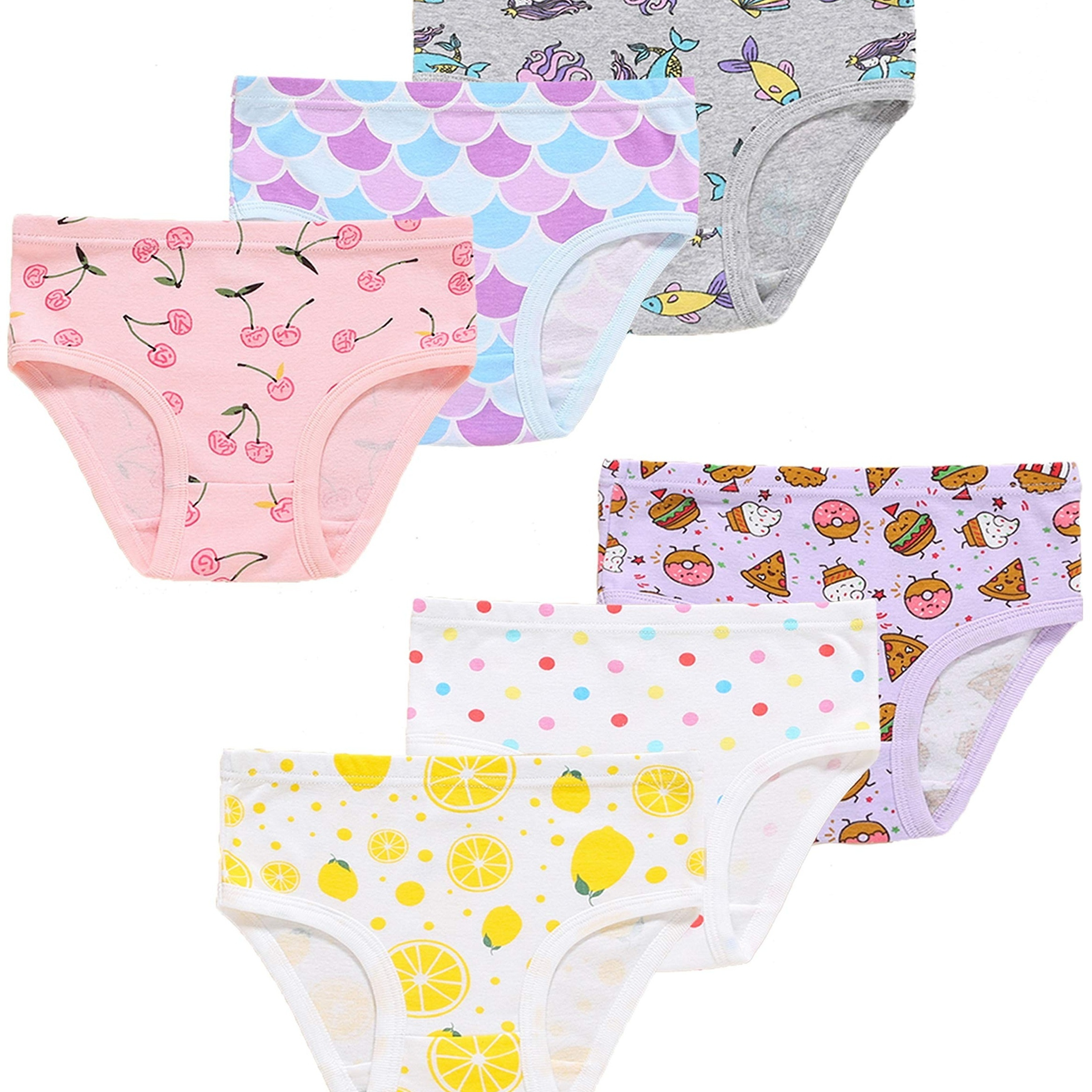 

6pcs Girls Underwear Cotton Breathable Panties Little Kids Mermaid Briefs Childrens Bird Comfort