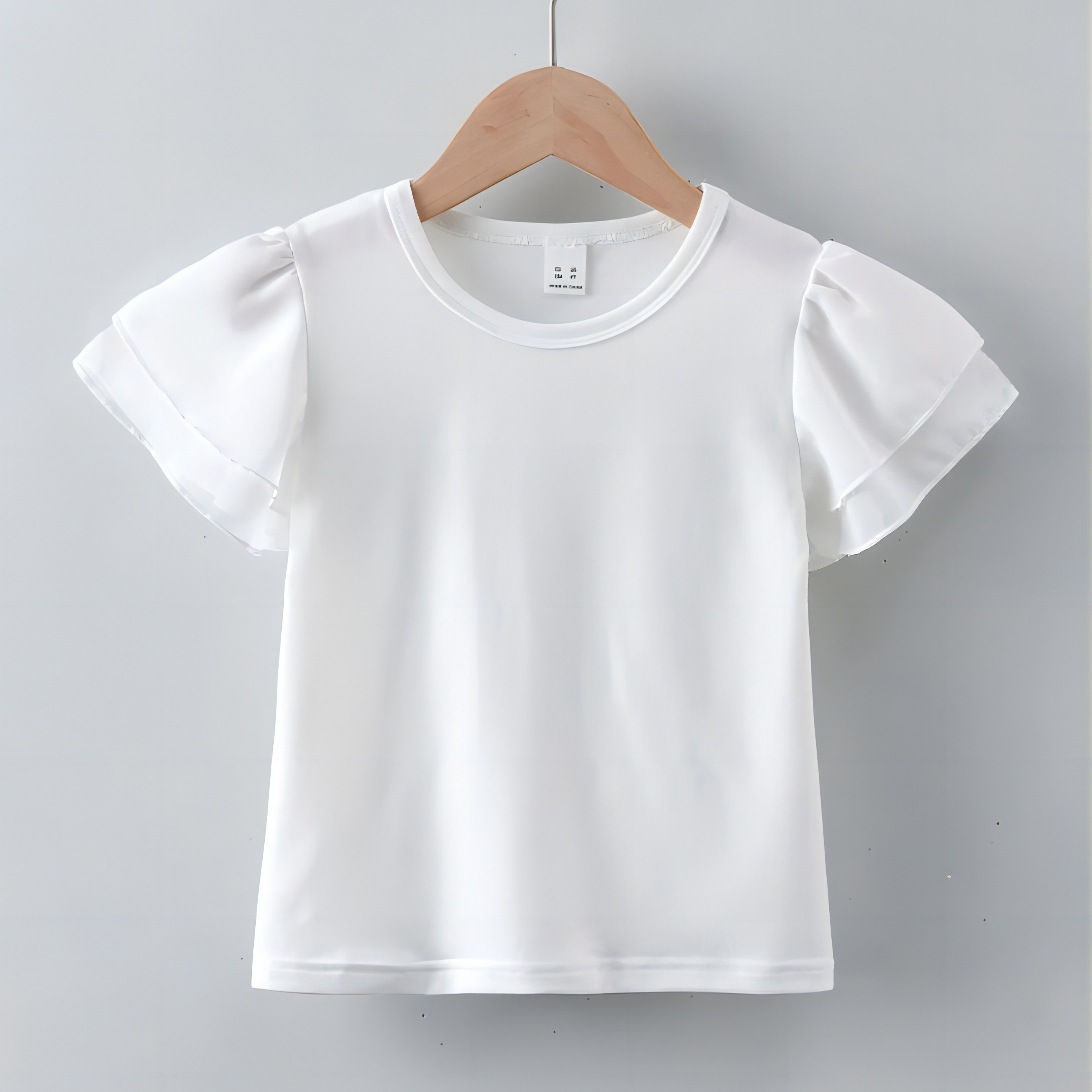 

Girls Butterfly Sleeve T-shirt Casual Round Neck Short Sleeve Tees Top Kids Summer Clothes