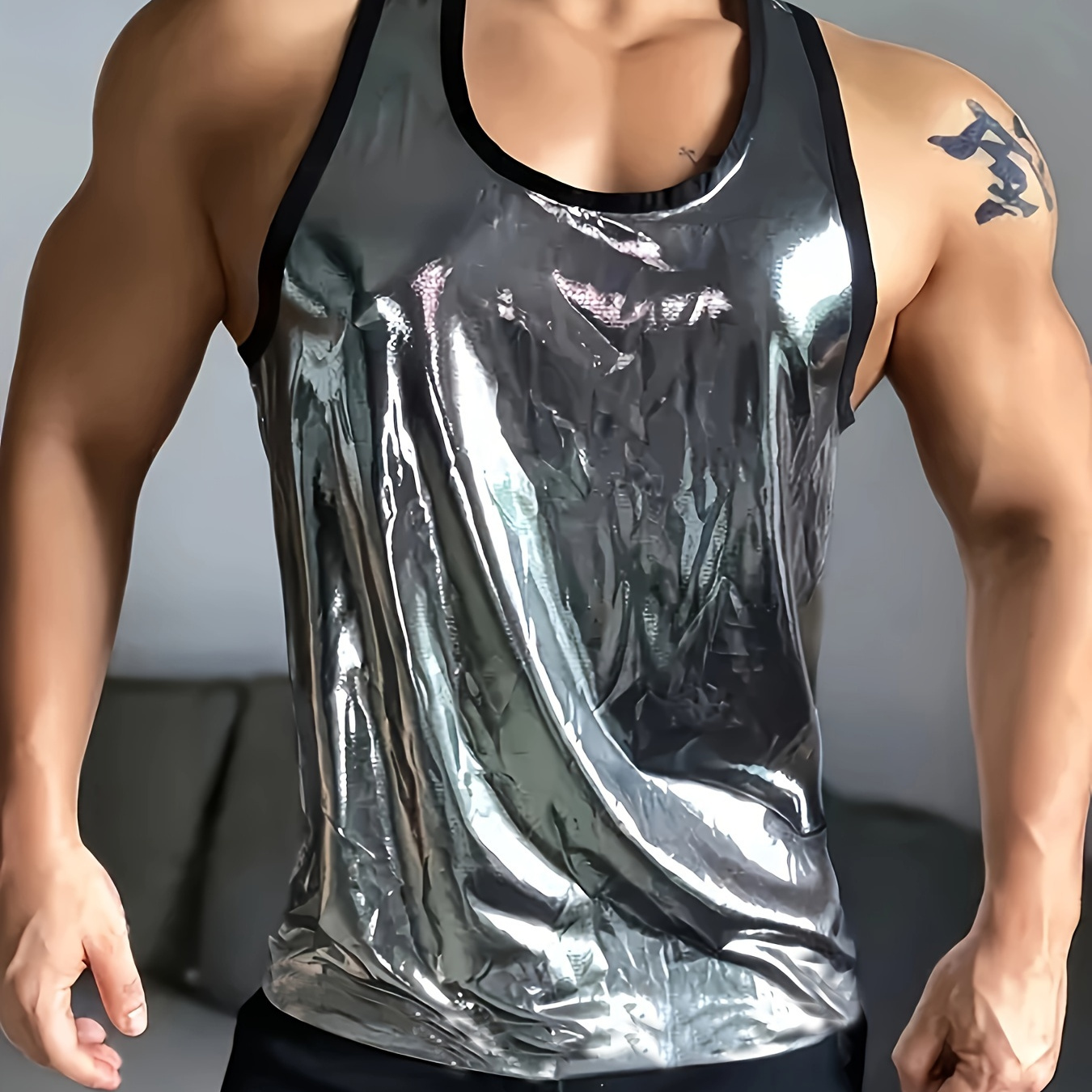 

Men's Sports Tank Top In Solid Color, Sleeveless Basketball Training Vest, Breathable And High Elastic For Summer Sports And Casual Wear