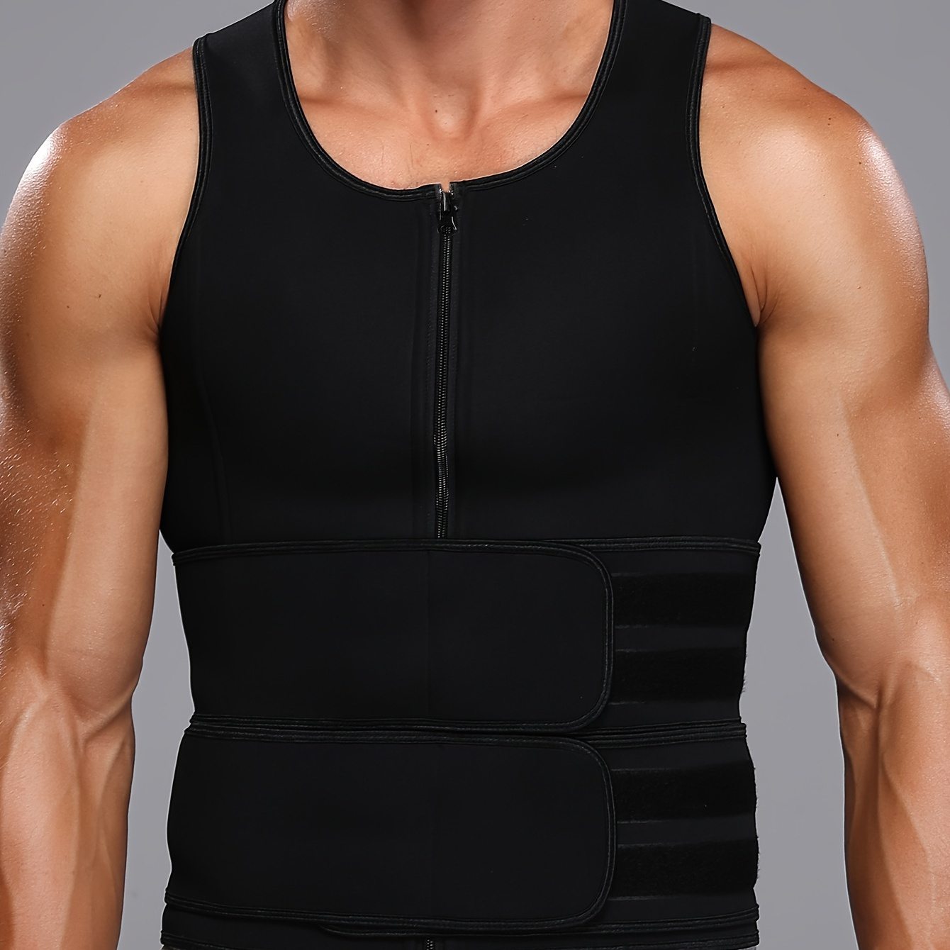 

Men's Body Shaper Waist Trainer Sauna Vest Double Belt Sweat Shirt Corset Top Abdomen Slimming Shapewear Fat Suits