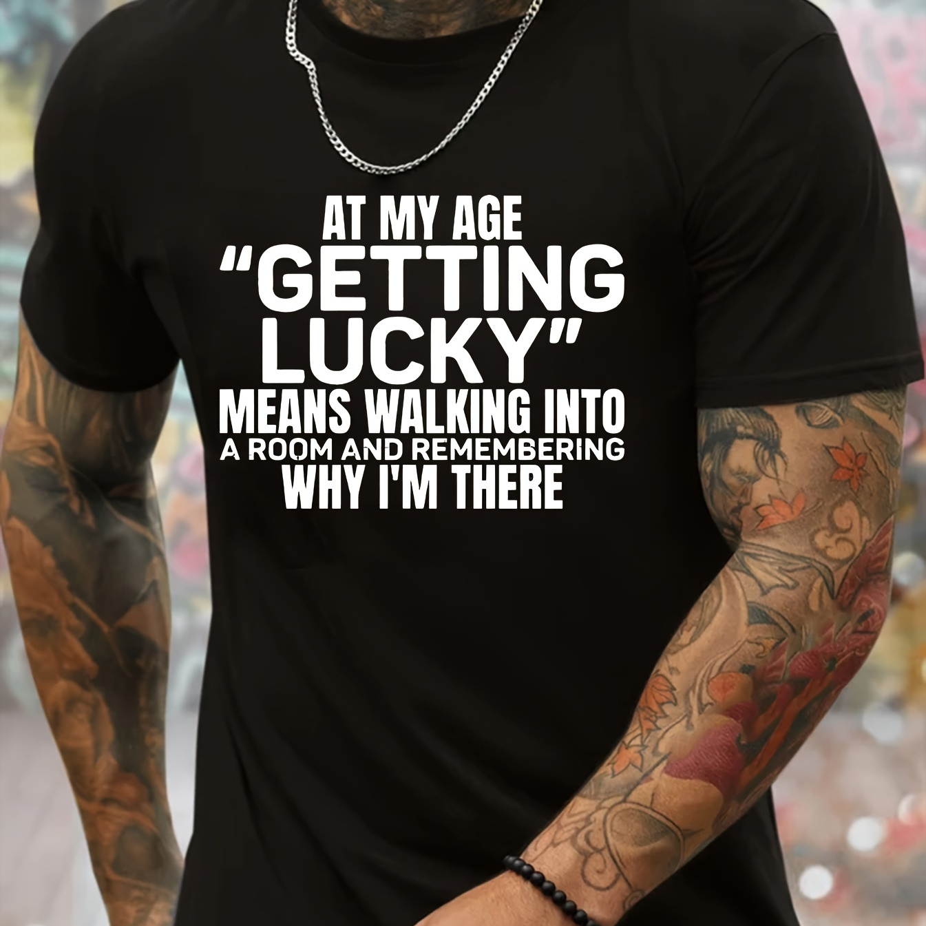 

Getting Lucky Print Men's Round Neck Short Sleeve Tee Fashion Regular Fit T-shirt Top For Spring Summer Holiday