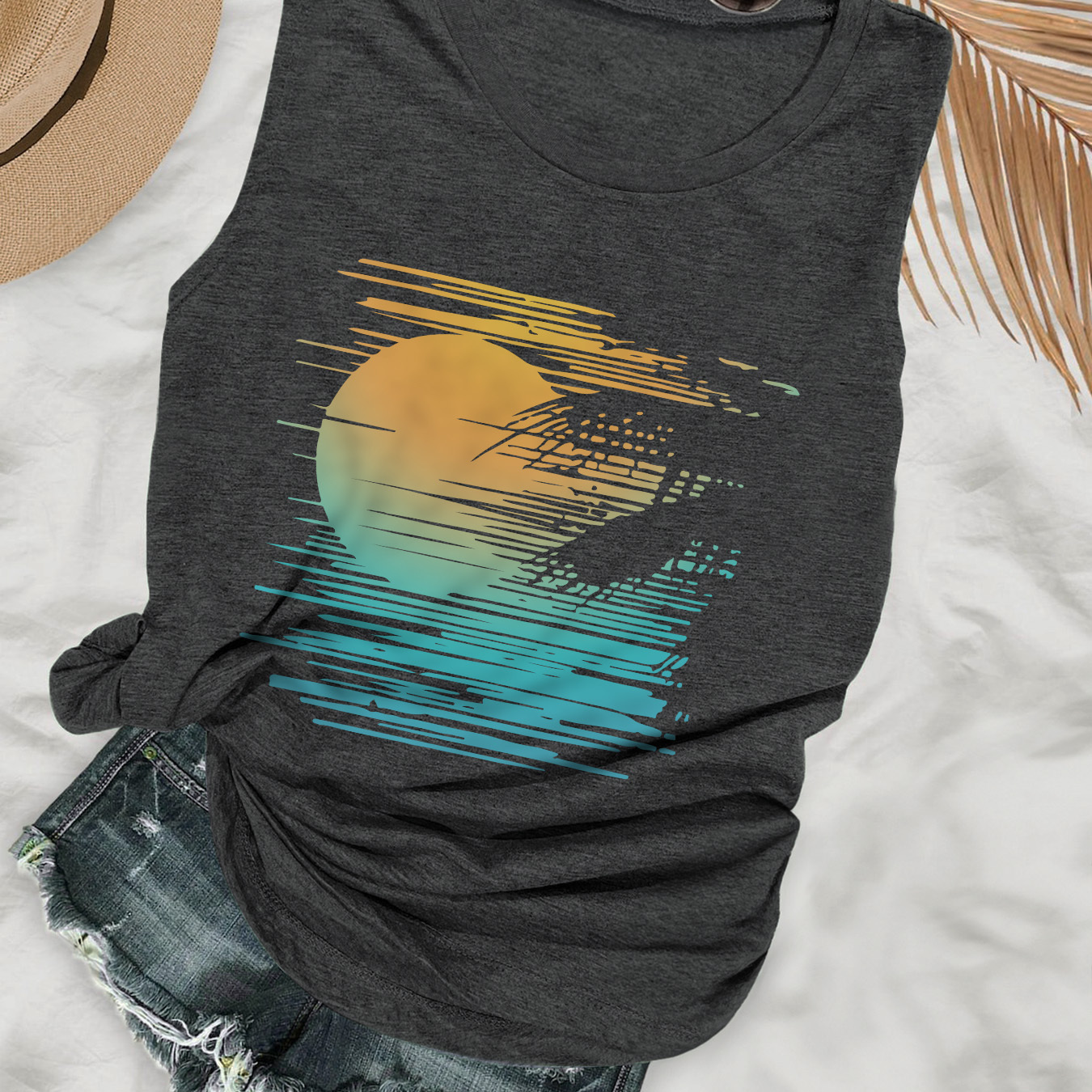 

Graphic Print Tank Top, Sleeveless Casual Top For Summer & Spring, Women's Clothing