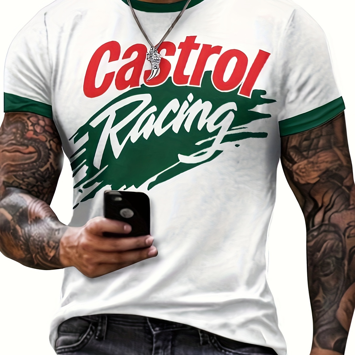 

Men's Trendy Casual Crew Neck Graphic T-shirt With Exquisite Letter Prints For Summer Daily Wear