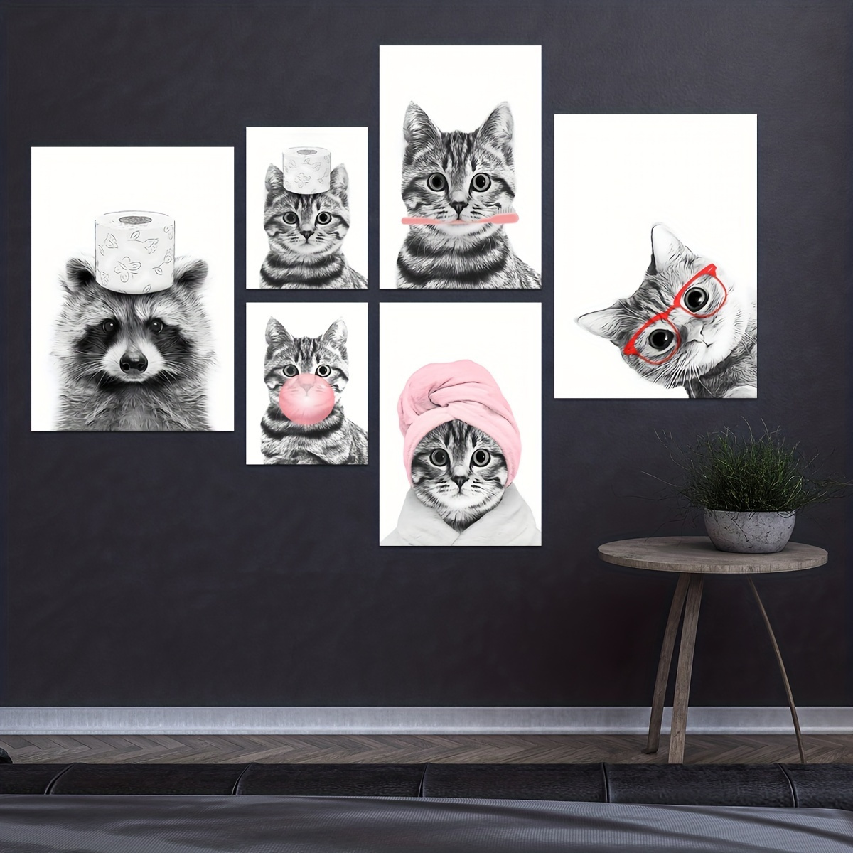 Black Cat Vintage Posters, Art Wall Prints, Funny Bathroom Canvas