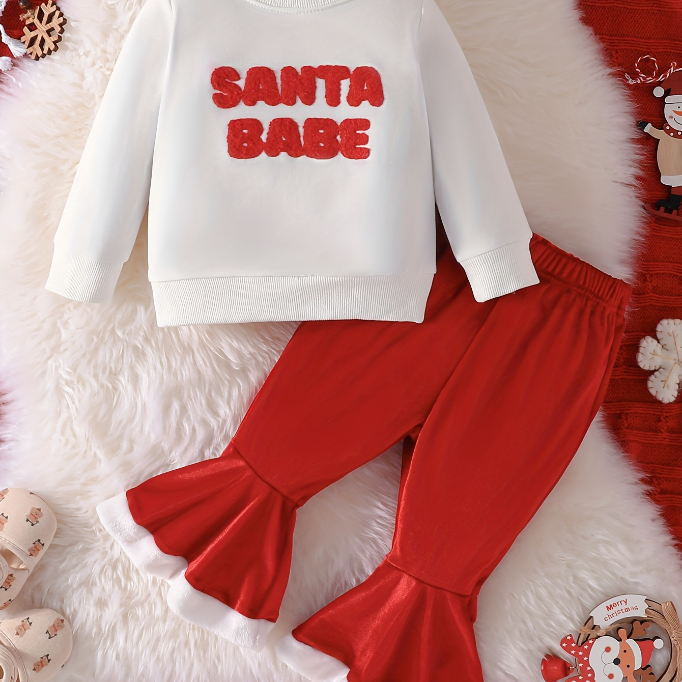 Infant Baby Christmas Outfit Crew Neck Long Sleeve Romper + Temu