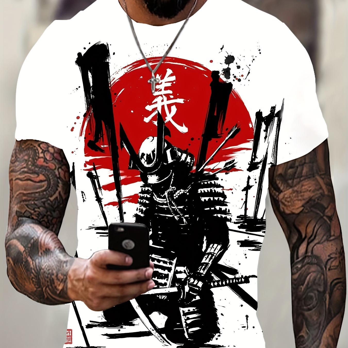 

T-shirt À Manches Courtes Pour Hommes, Imprimé En 3D, Dessin Animé Samurai, Créatif Et Décontracté, Pour L'été Et L'extérieur