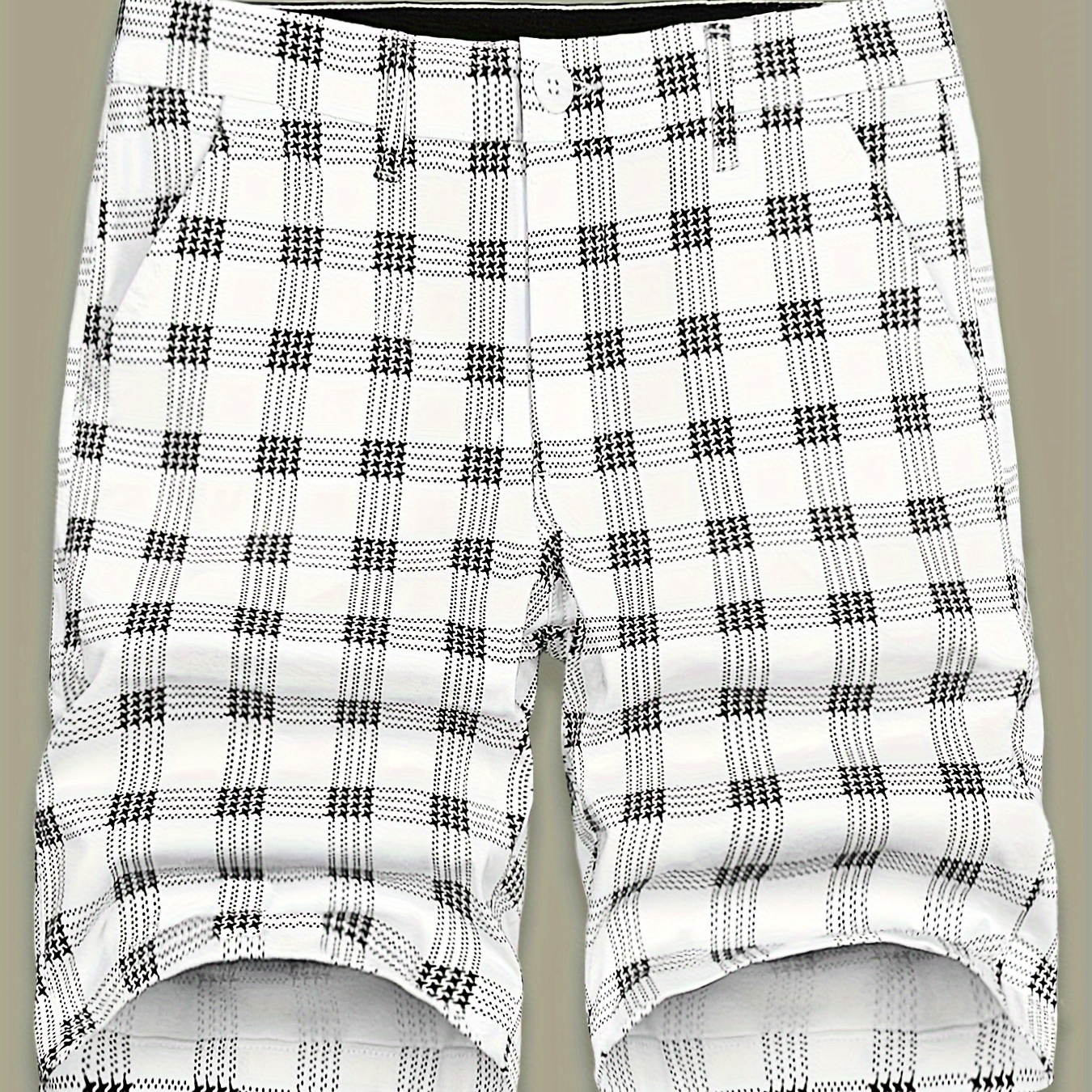 

Men's Plaid Casual Versatile Print Cotton Blend Elastic Waist Shorts, Summer Outdoor