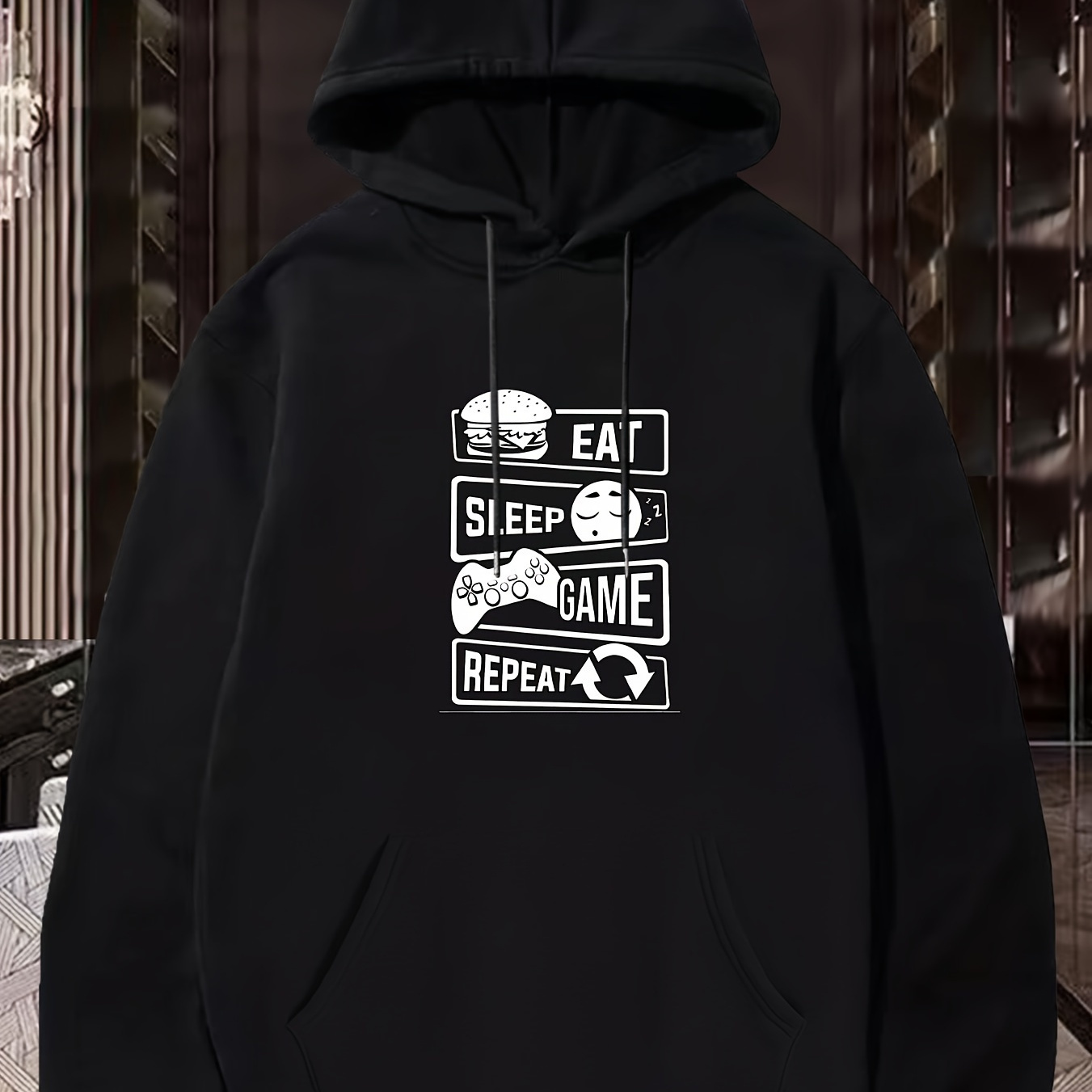 

1pc " " , Polyester Long Sleeve , Regular Fit, Pattern, Hooded Sweatshirt For Hip-hop