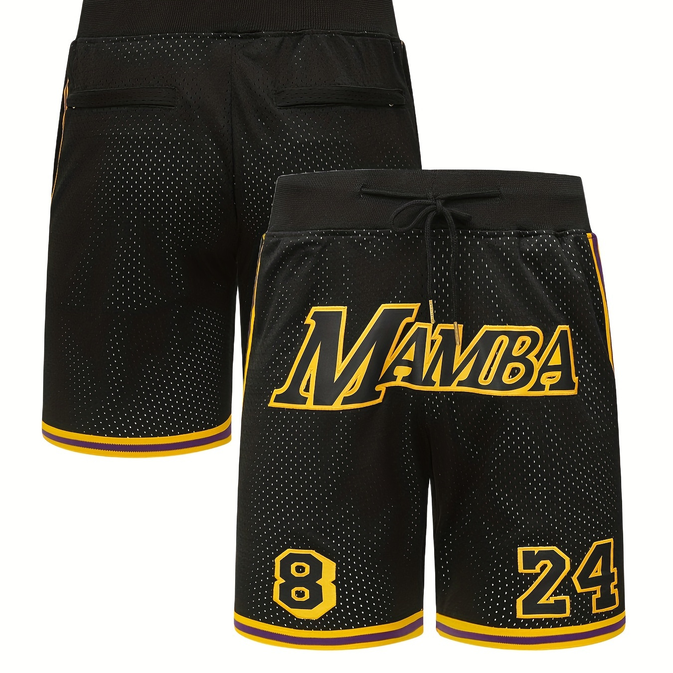 Men Lakers Black Mamba Shorts All Stitched - Top Smart Design