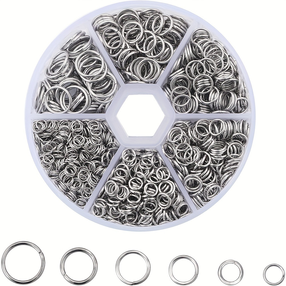 

1390pcs O-ring Connector Metal Open Jump Ring Set 304 Stainless Steel Jump Ring For Diy Handmade Bracelet Earrings Necklace Connector (diameter 4mm 5mm 6mm 9mm 10mm)