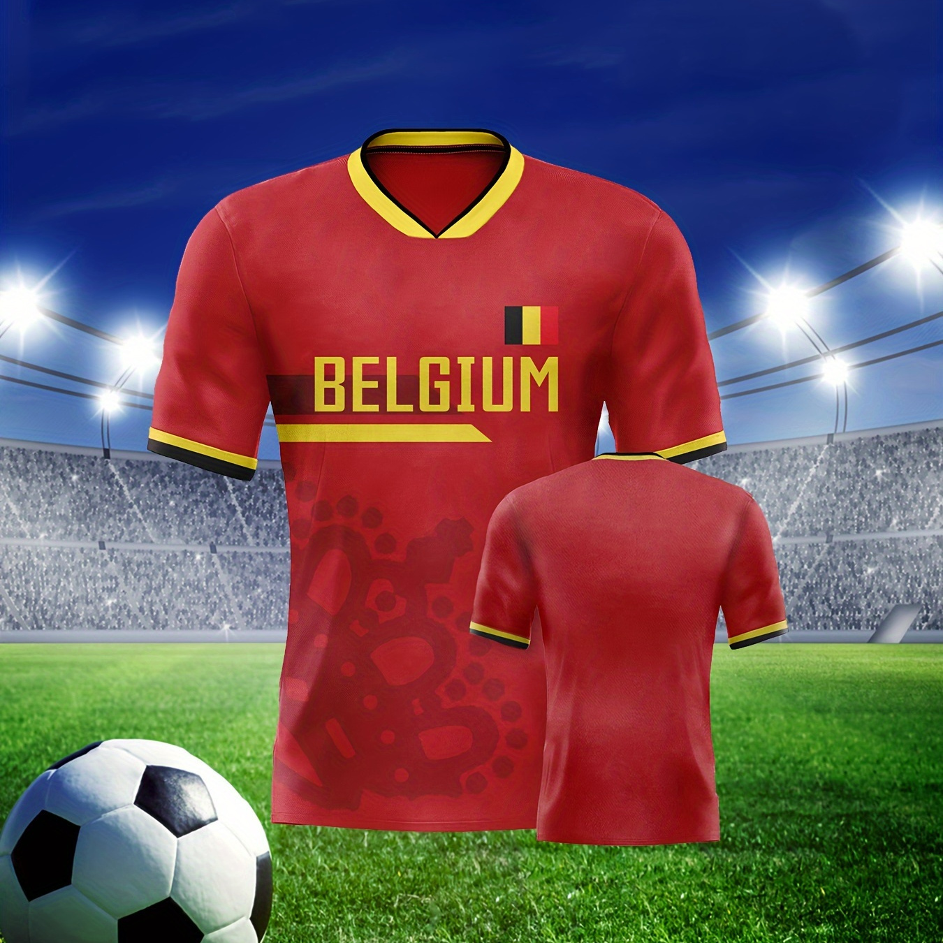 

Men's Belgium Graphic Print Football Jersey T-shirt For Competition Party Training